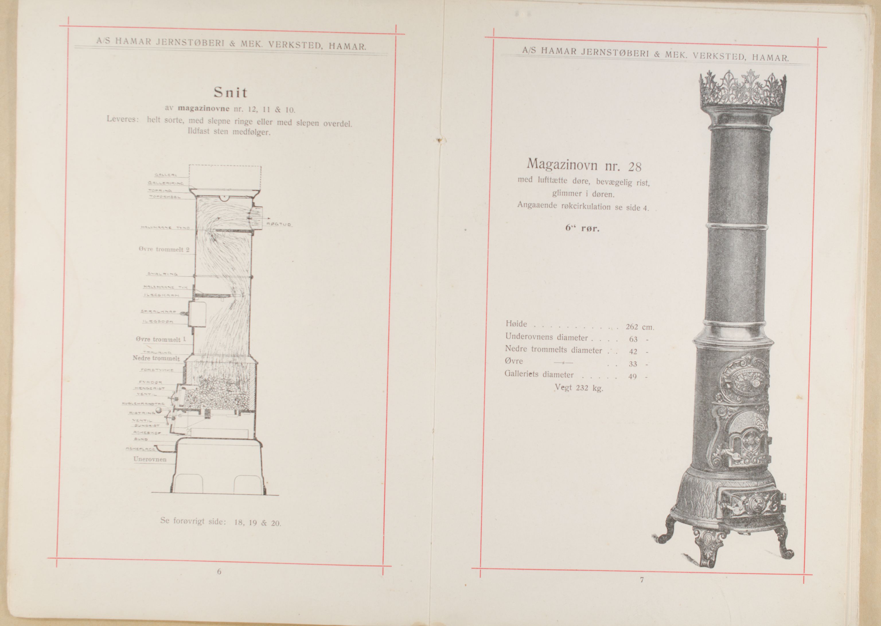 Næs Jernverksmuseets samling av historiske ovnskataloger, NESJ/NJM-006/01/L0003: Hamar Jernstøberi & Mek. Verksted, katalog nr. 46, 1912