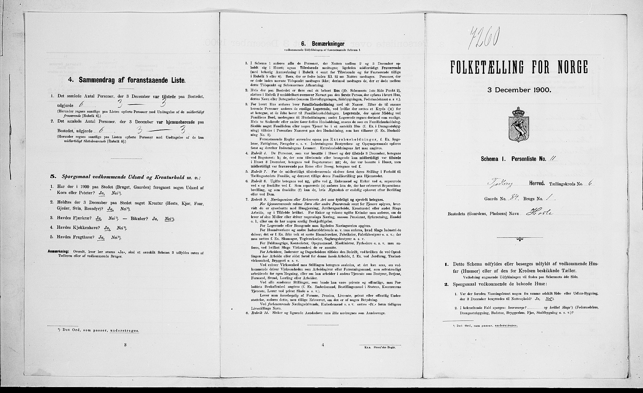 RA, Folketelling 1900 for 0725 Tjølling herred, 1900, s. 1031