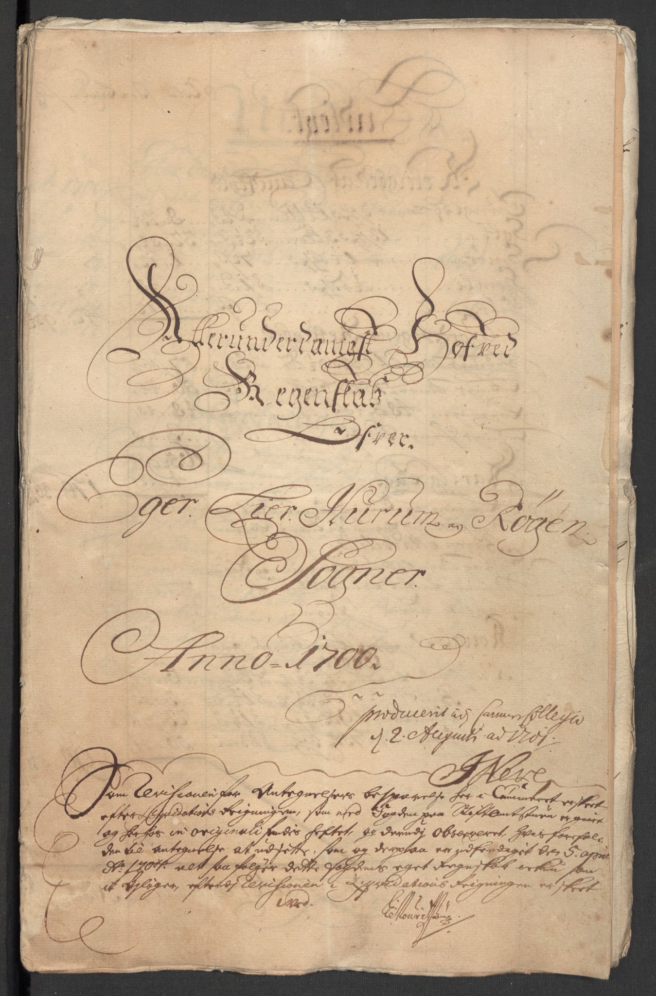 Rentekammeret inntil 1814, Reviderte regnskaper, Fogderegnskap, RA/EA-4092/R30/L1697: Fogderegnskap Hurum, Røyken, Eiker og Lier, 1700-1701, s. 3