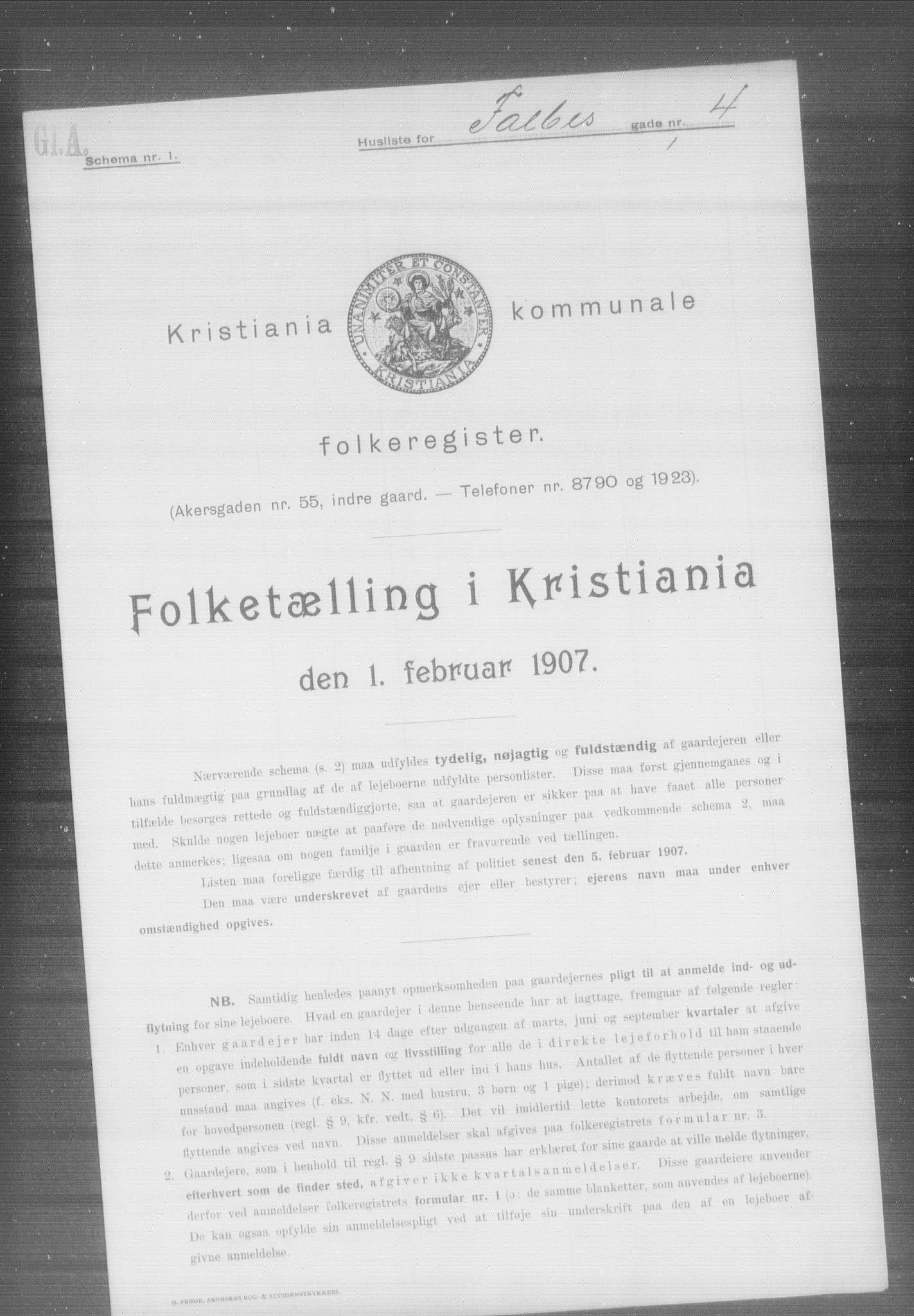 OBA, Kommunal folketelling 1.2.1907 for Kristiania kjøpstad, 1907, s. 11712