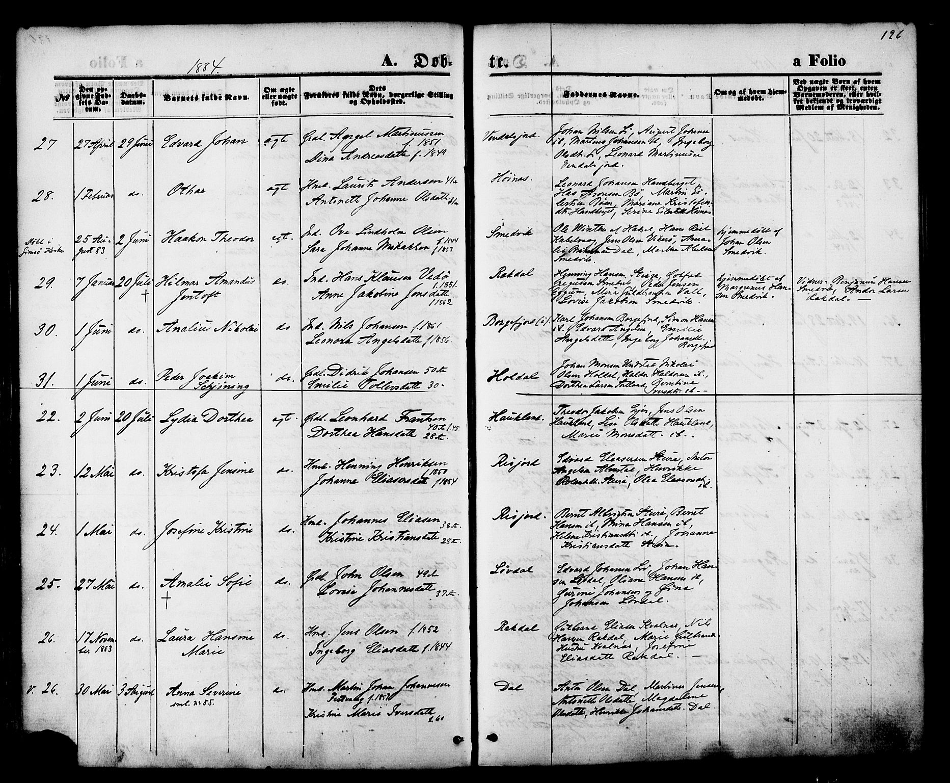Ministerialprotokoller, klokkerbøker og fødselsregistre - Nordland, SAT/A-1459/880/L1132: Ministerialbok nr. 880A06, 1869-1887, s. 126