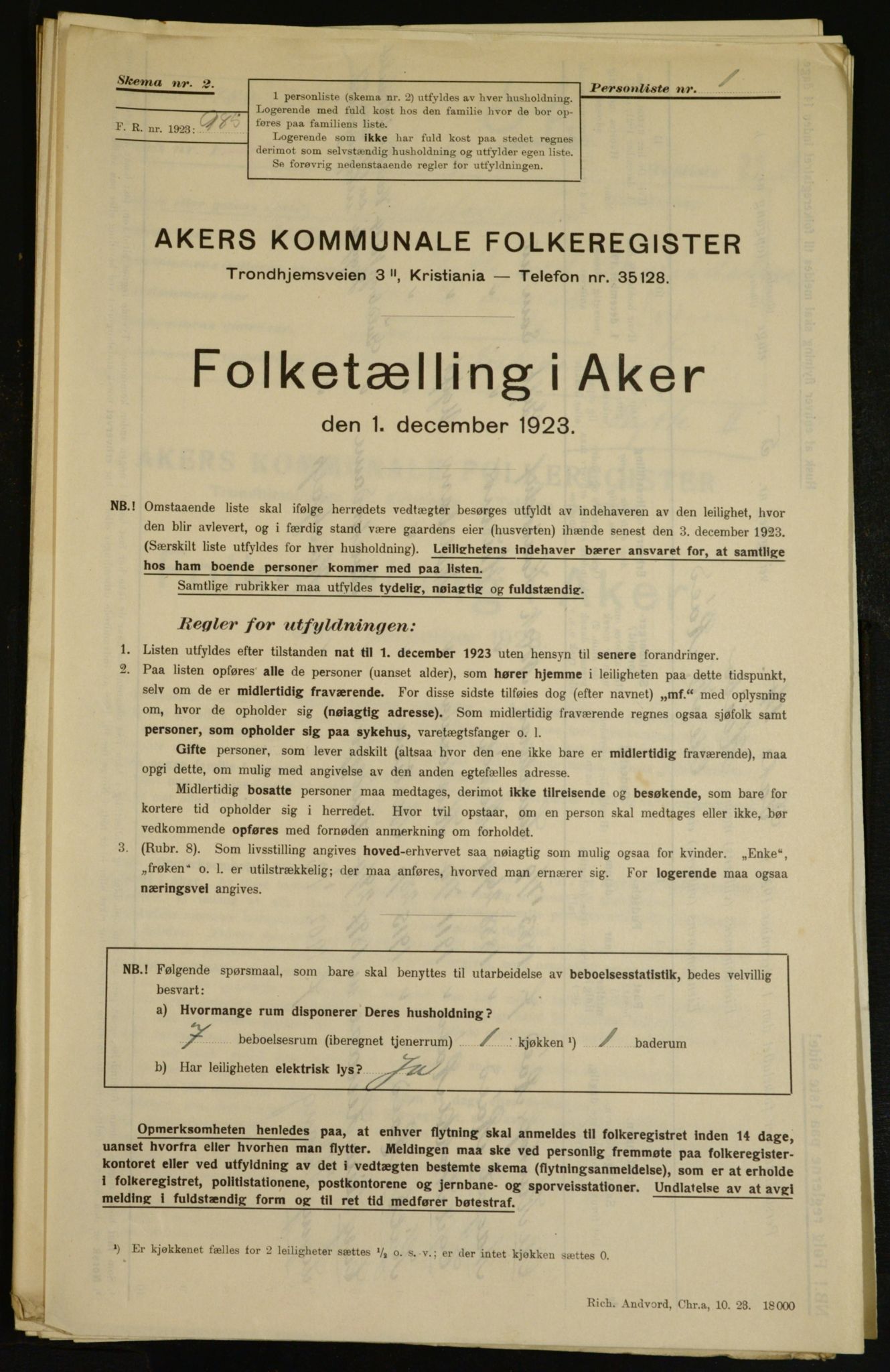 , Kommunal folketelling 1.12.1923 for Aker, 1923, s. 6050