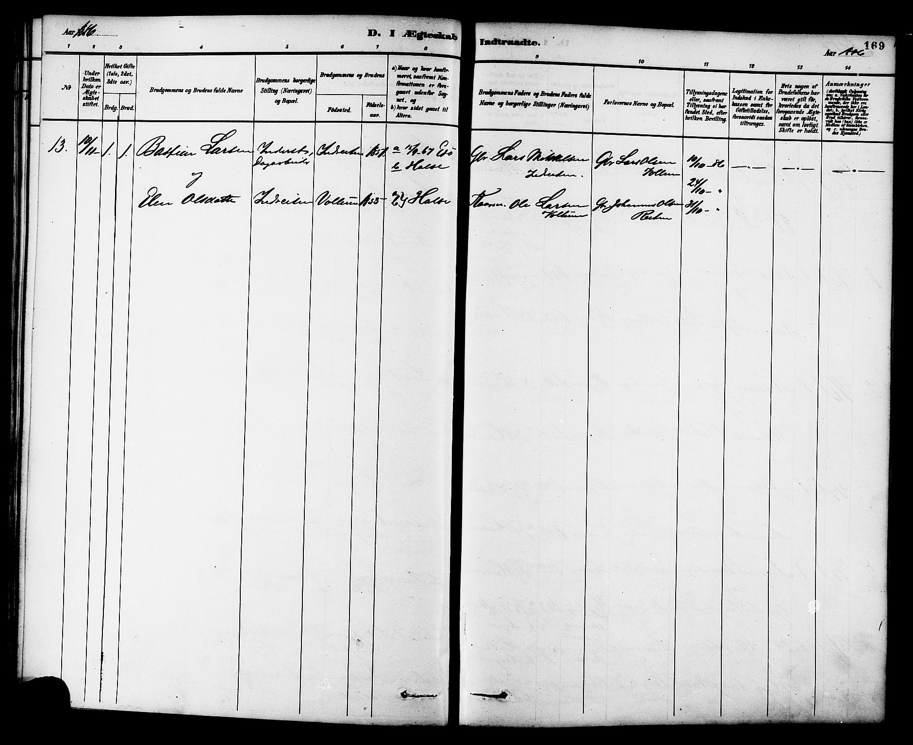 Ministerialprotokoller, klokkerbøker og fødselsregistre - Møre og Romsdal, AV/SAT-A-1454/576/L0885: Ministerialbok nr. 576A03, 1880-1898, s. 169