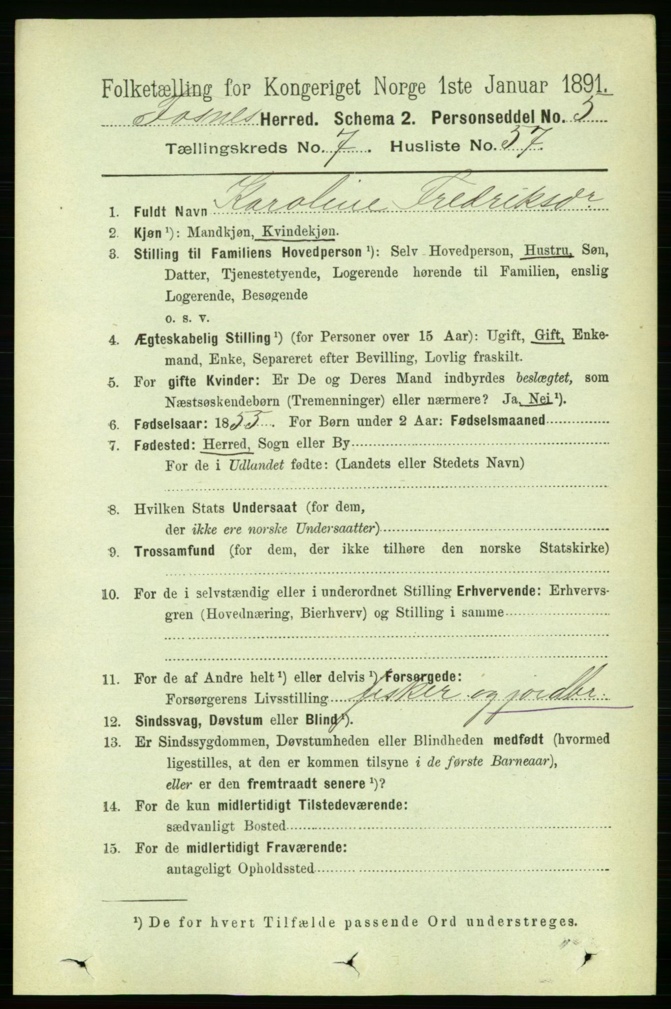 RA, Folketelling 1891 for 1748 Fosnes herred, 1891, s. 3510