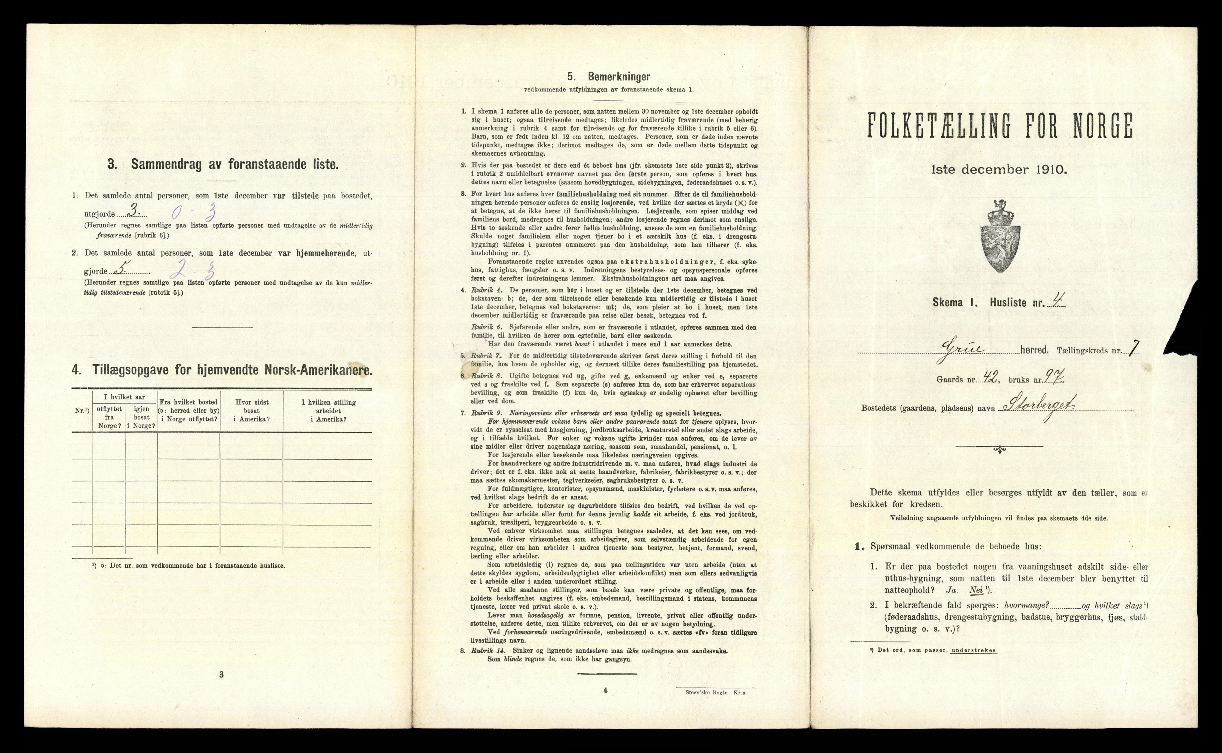 RA, Folketelling 1910 for 0423 Grue herred, 1910, s. 1119