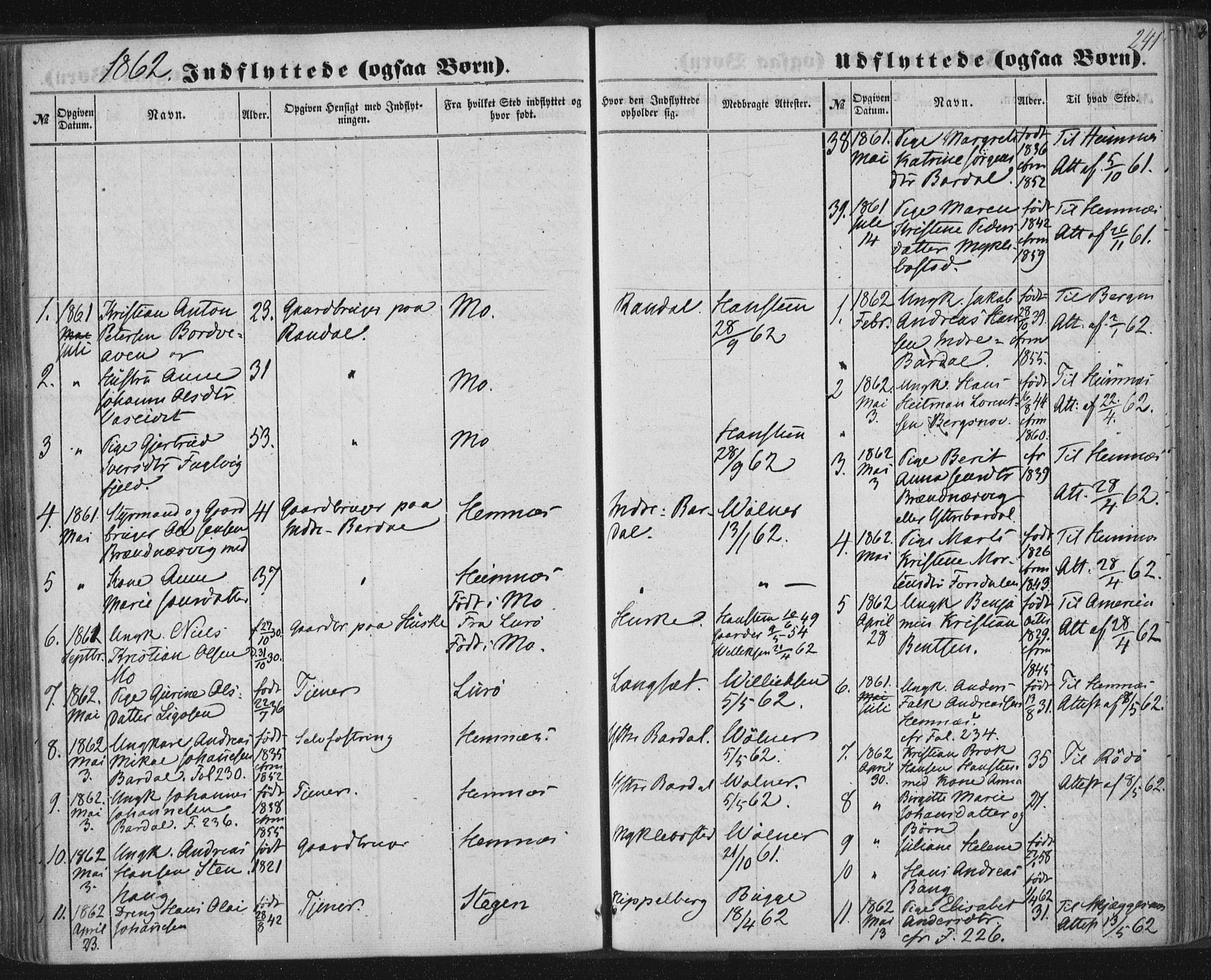 Ministerialprotokoller, klokkerbøker og fødselsregistre - Nordland, AV/SAT-A-1459/838/L0550: Ministerialbok nr. 838A08, 1855-1865, s. 241