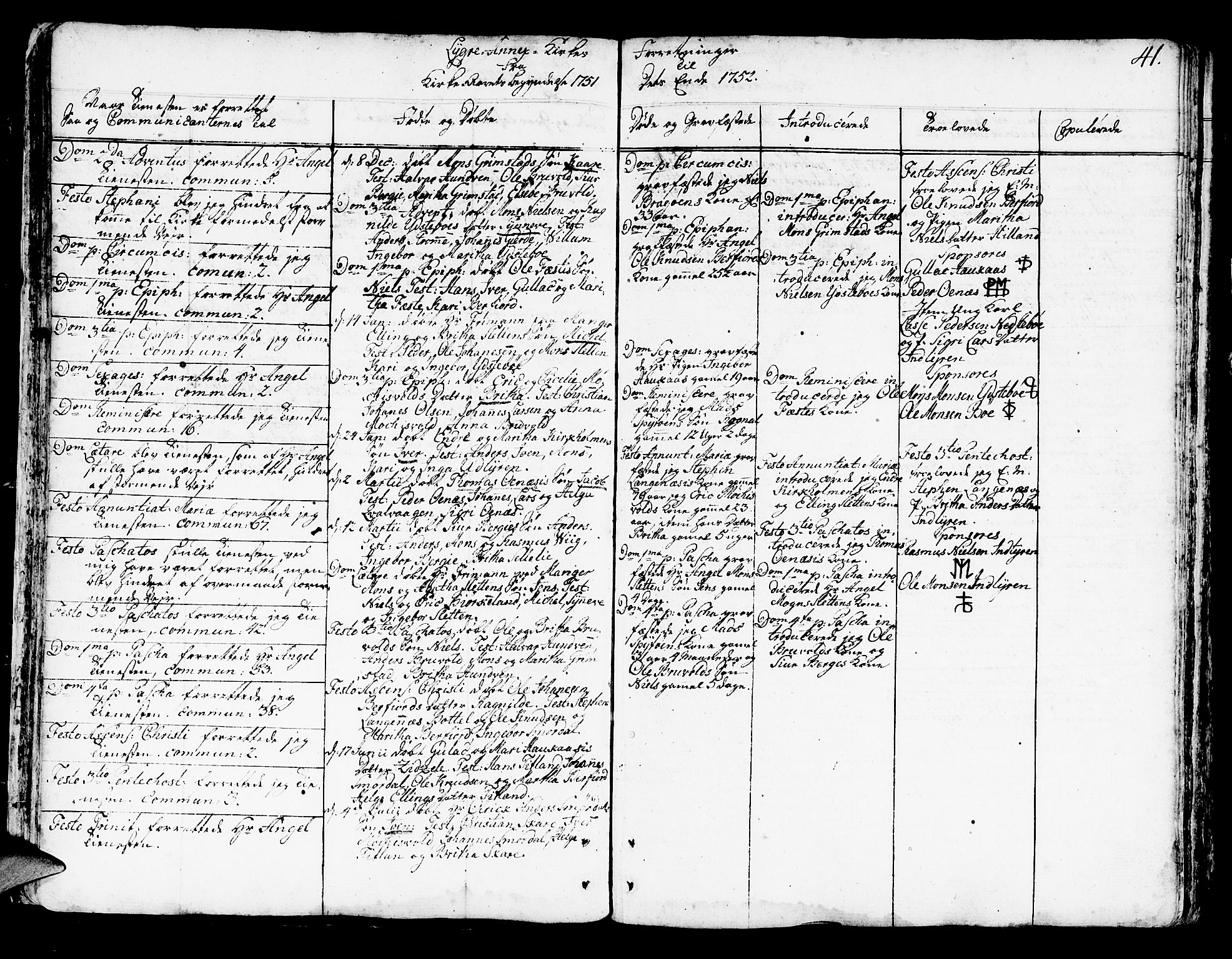 Lindås Sokneprestembete, AV/SAB-A-76701/H/Haa/Haaa/L0003: Ministerialbok nr. A 3, 1748-1764, s. 41