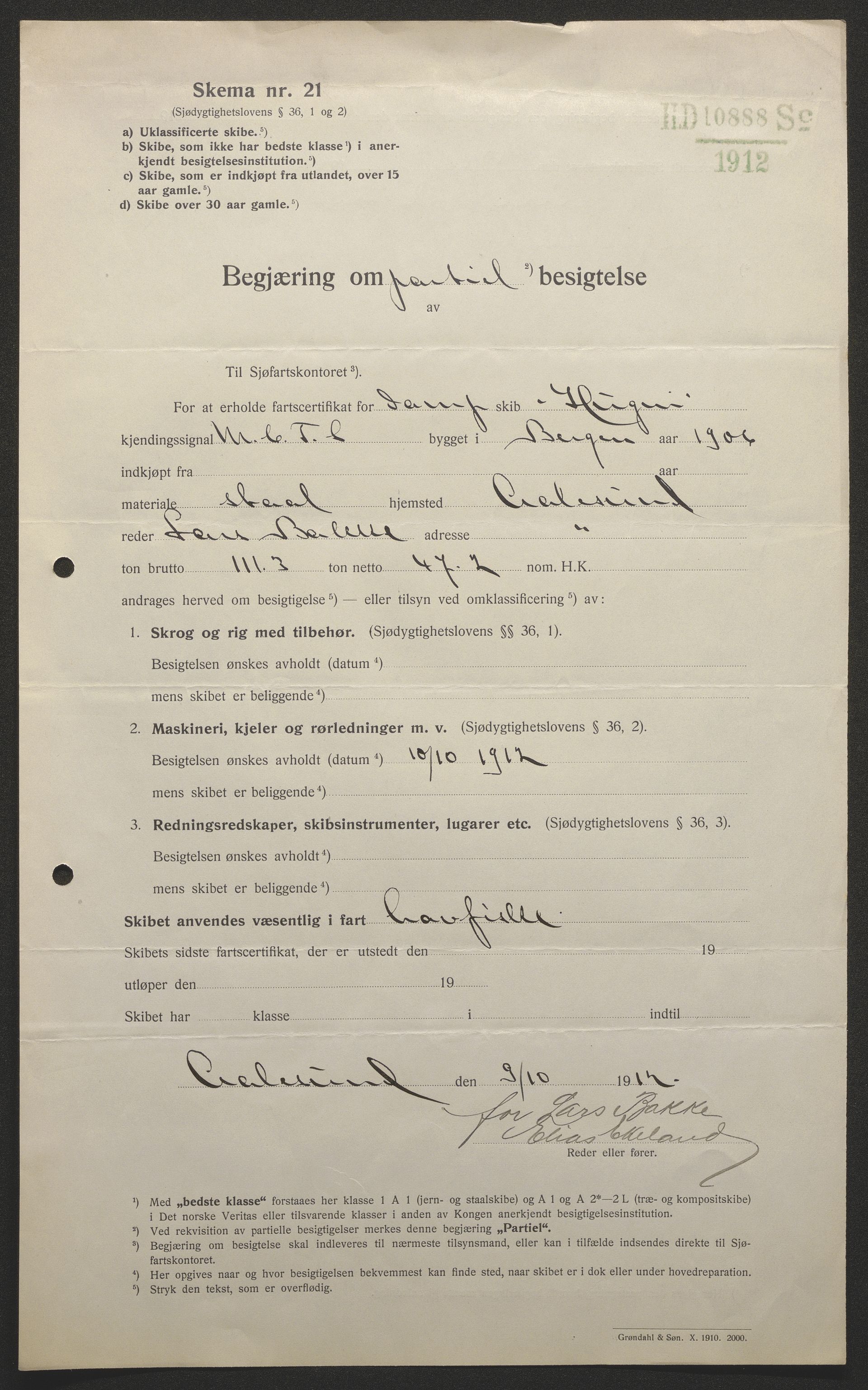 Sjøfartsdirektoratet med forløpere, skipsmapper slettede skip, AV/RA-S-4998/F/Fa/L0519: --, 1850-1922, s. 435