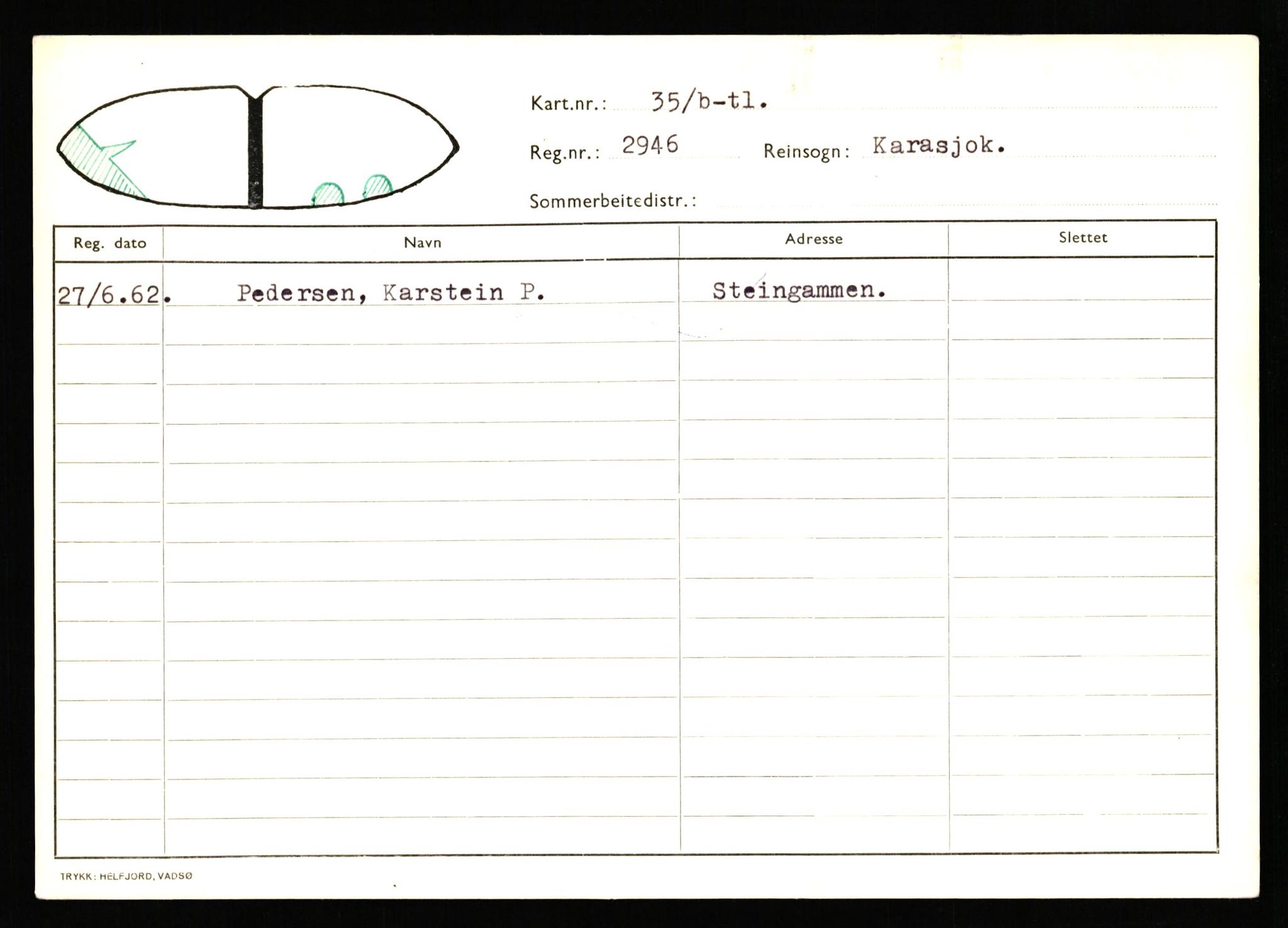 Lappefogden i Finnmark/Reindriftsforvaltningen Øst-Finnmark, AV/SATØ-S-1461/G/Ge/Gea/L0006: Slettede reinmerker, 1934-1992, s. 43