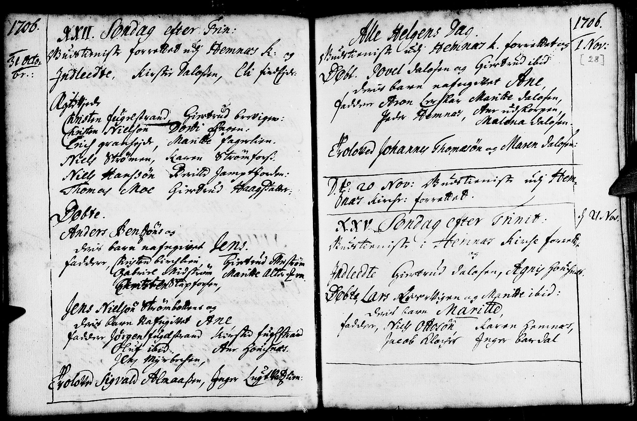 Ministerialprotokoller, klokkerbøker og fødselsregistre - Nordland, AV/SAT-A-1459/825/L0345: Ministerialbok nr. 825A01, 1704-1728, s. 28