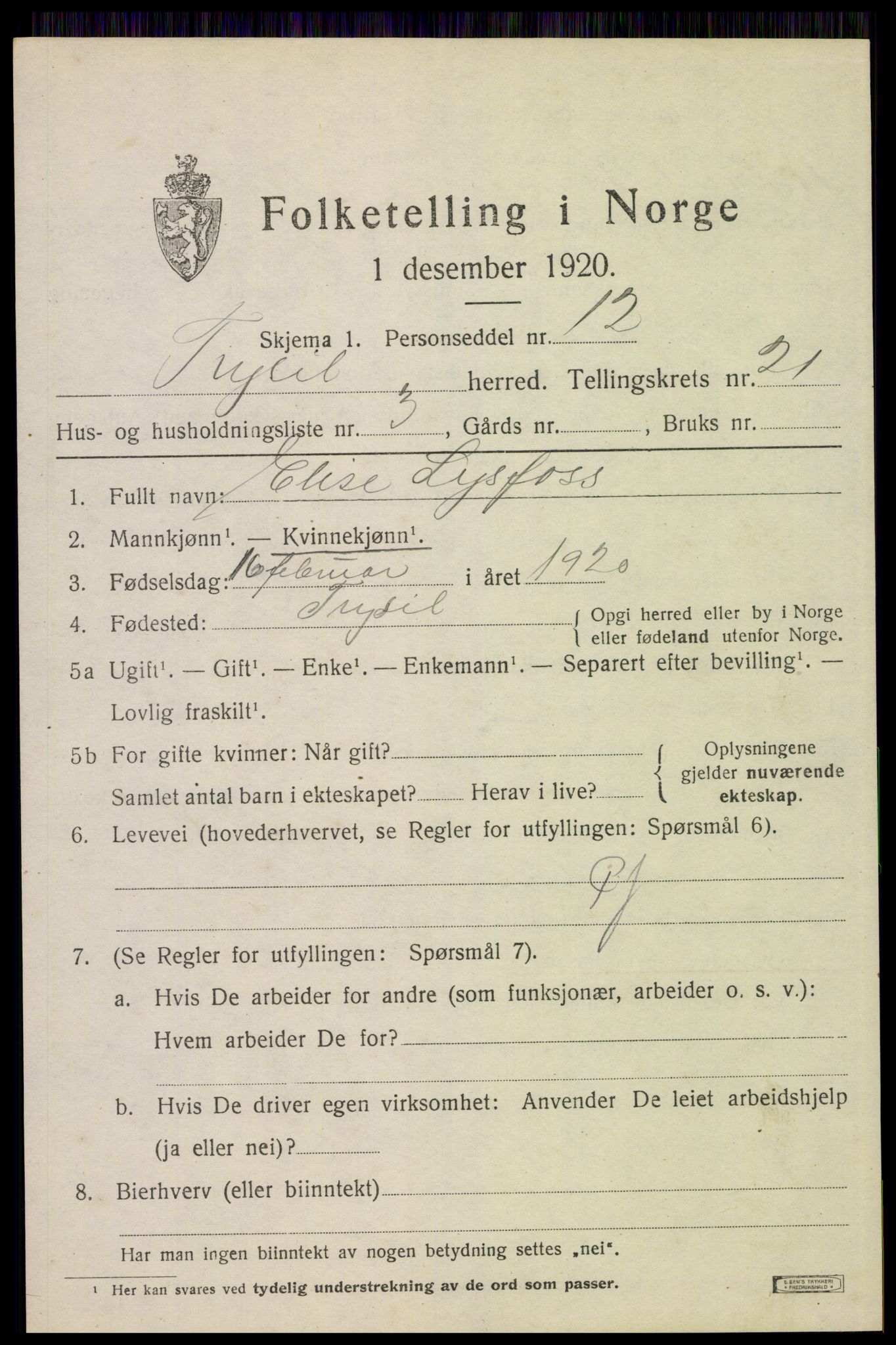 SAH, Folketelling 1920 for 0428 Trysil herred, 1920, s. 13792