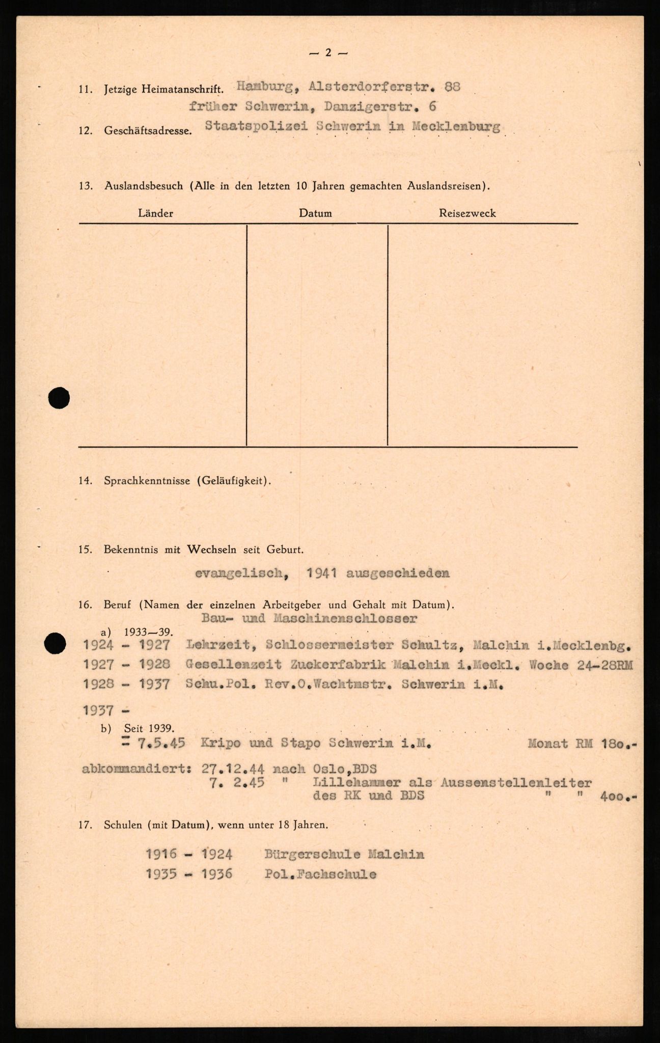 Forsvaret, Forsvarets overkommando II, AV/RA-RAFA-3915/D/Db/L0006: CI Questionaires. Tyske okkupasjonsstyrker i Norge. Tyskere., 1945-1946, s. 199