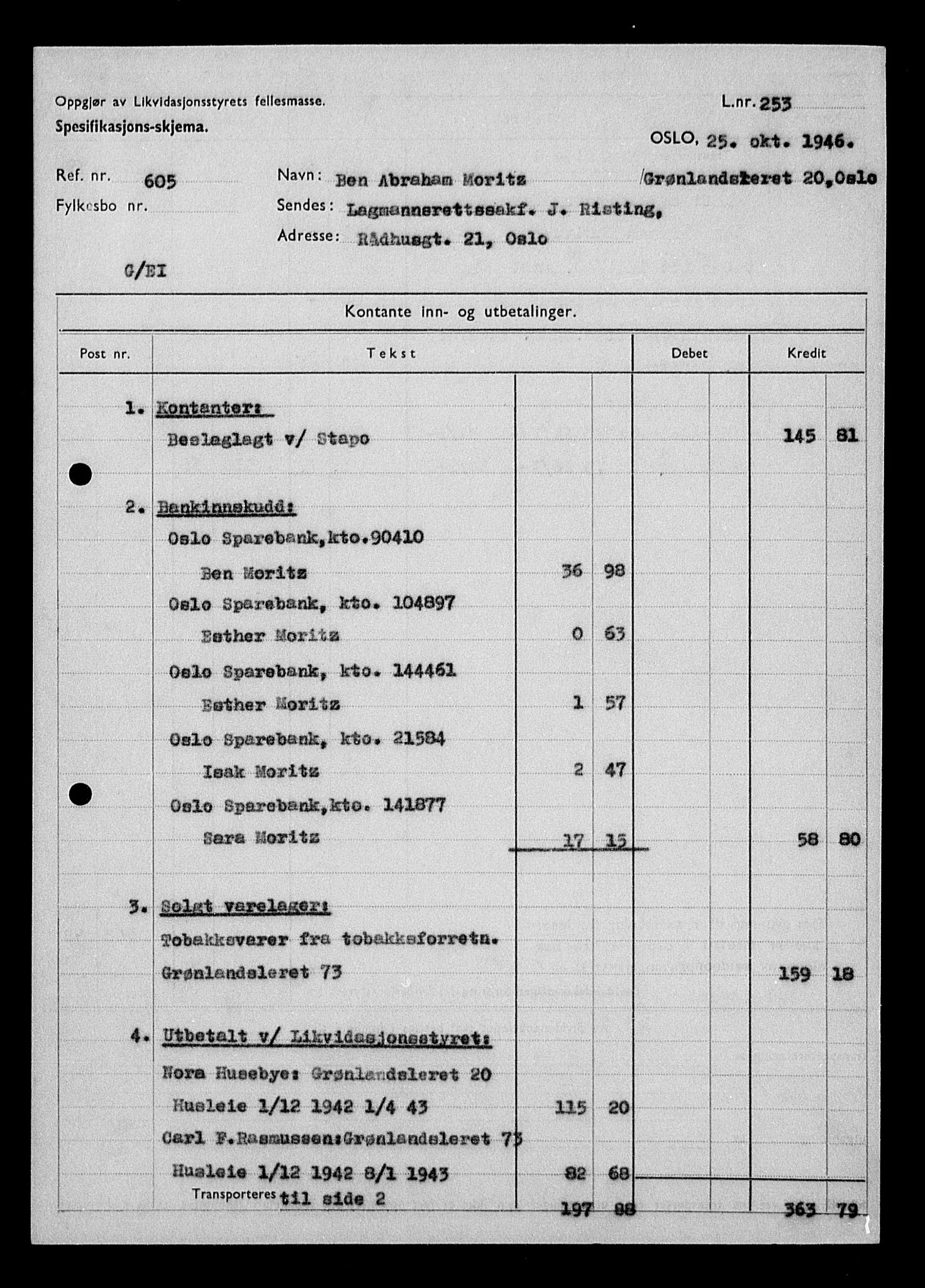 Justisdepartementet, Tilbakeføringskontoret for inndratte formuer, AV/RA-S-1564/H/Hc/Hcc/L0966: --, 1945-1947, s. 79