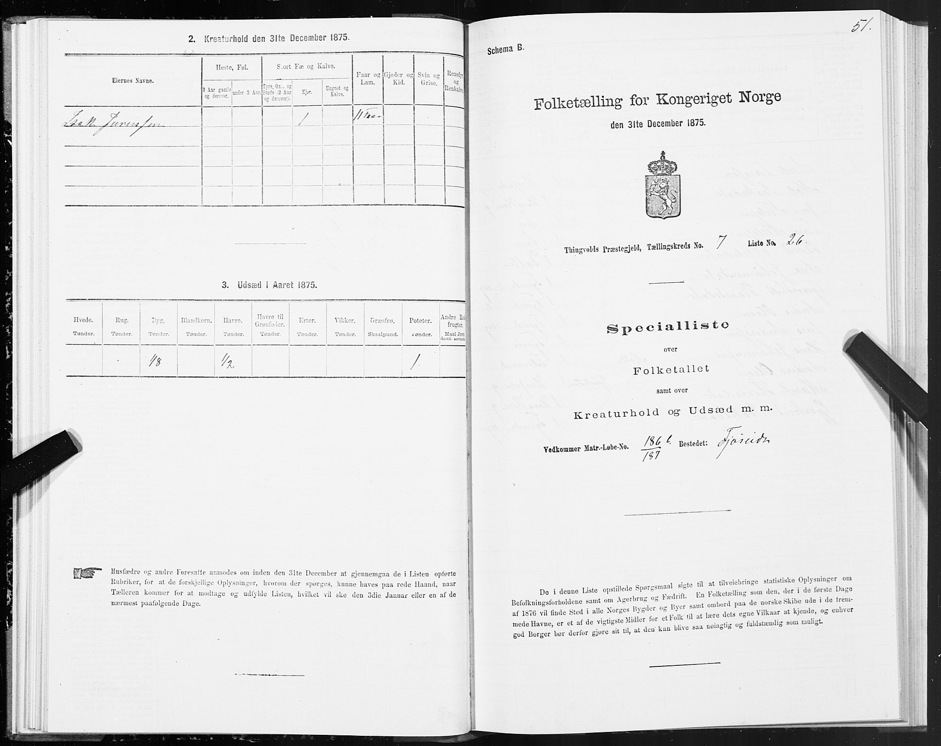 SAT, Folketelling 1875 for 1560P Tingvoll prestegjeld, 1875, s. 3051