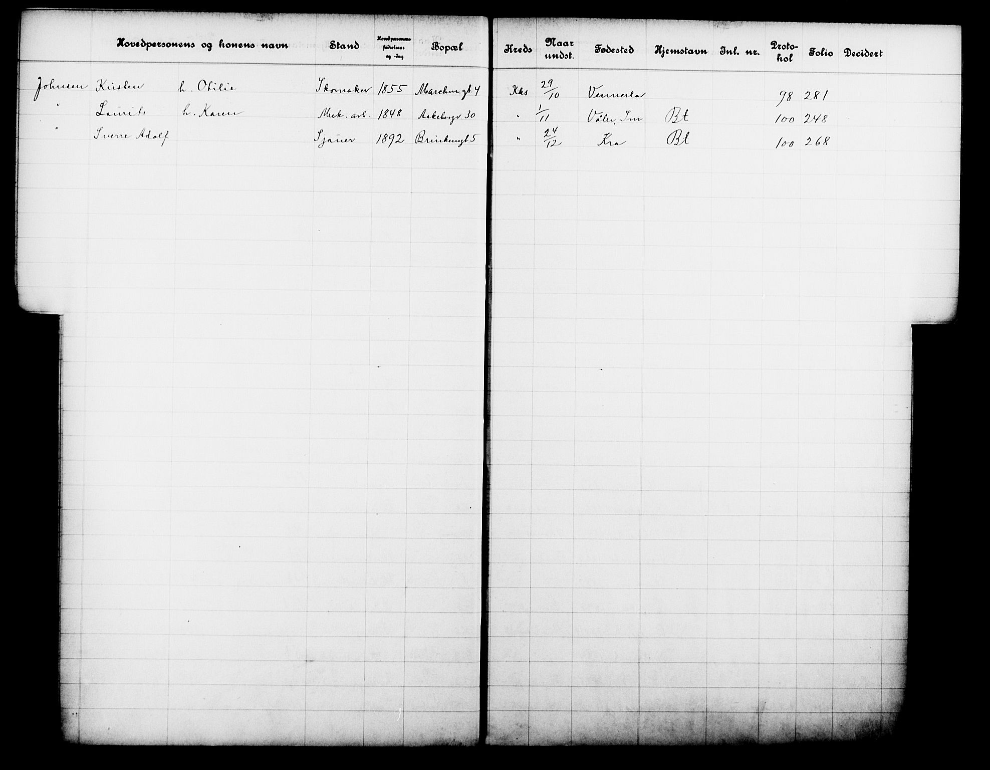 Fattigvesenet, OBA/A-20045/Fb/L0030: Hjemstavnsregister, 1911, s. 92