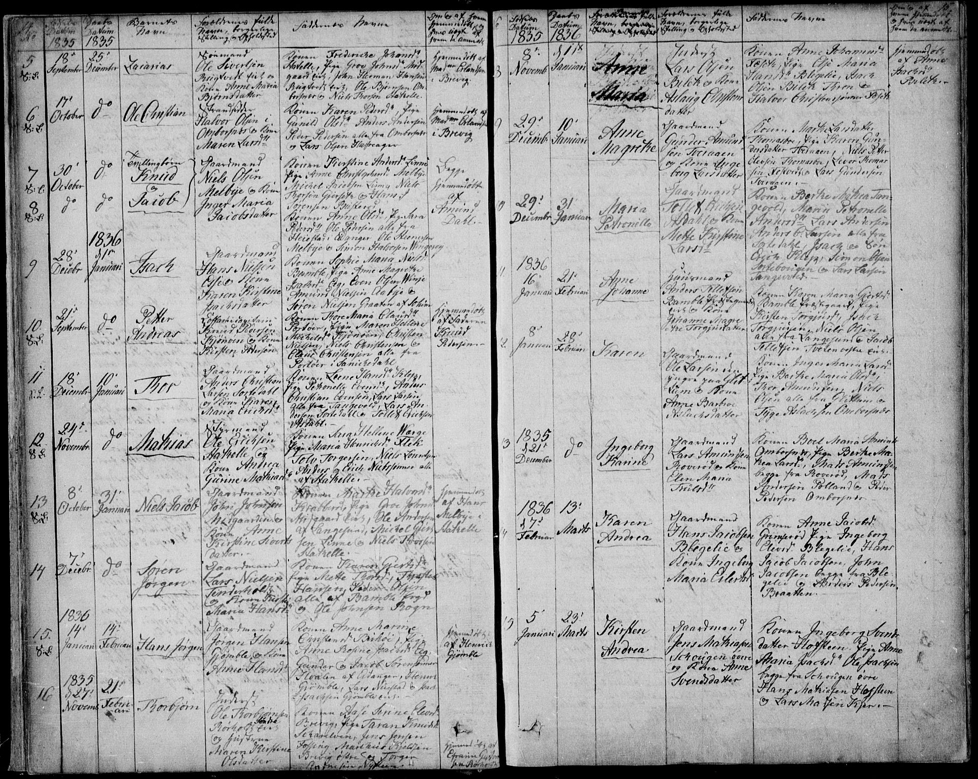 Bamble kirkebøker, AV/SAKO-A-253/F/Fa/L0004: Ministerialbok nr. I 4, 1834-1853, s. 14-15