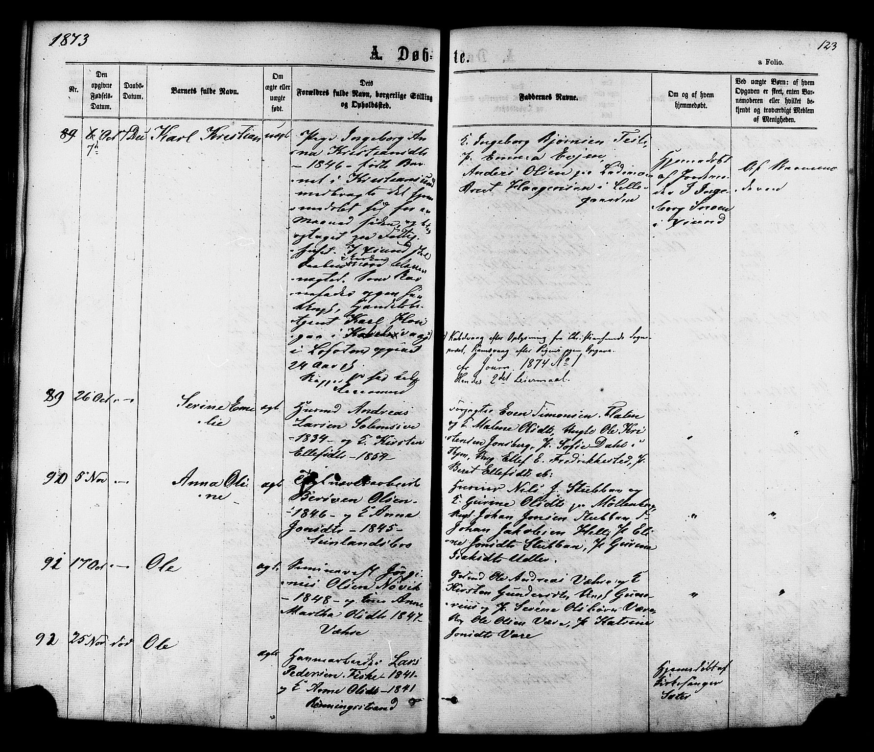 Ministerialprotokoller, klokkerbøker og fødselsregistre - Sør-Trøndelag, SAT/A-1456/606/L0293: Ministerialbok nr. 606A08, 1866-1877, s. 123