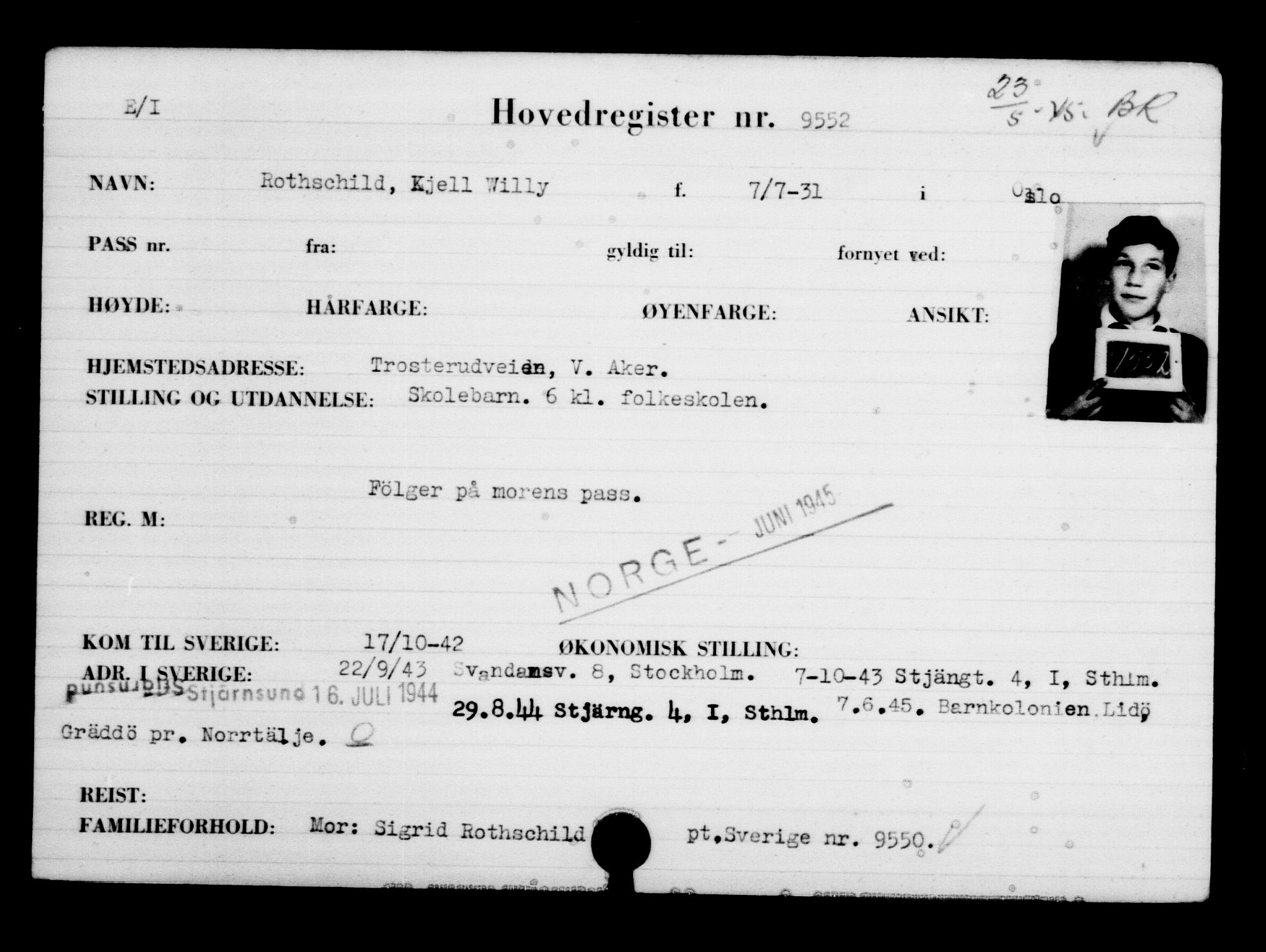 Utenriksstasjonene, Legasjonen i Stockholm, Flyktningkontoret, AV/RA-S-6753/V/Va/L0006: Kjesäterkartoteket, flyktninger med registreringsnr. 9400-12711, 1940-1945, s. 164