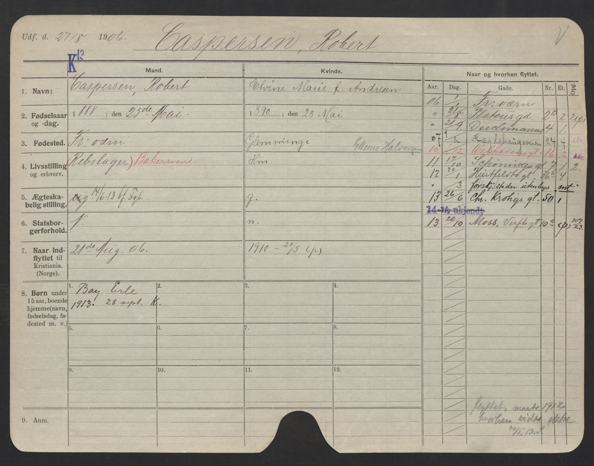 Oslo folkeregister, Registerkort, AV/SAO-A-11715/F/Fa/Fac/L0006: Menn, 1906-1914, s. 175a