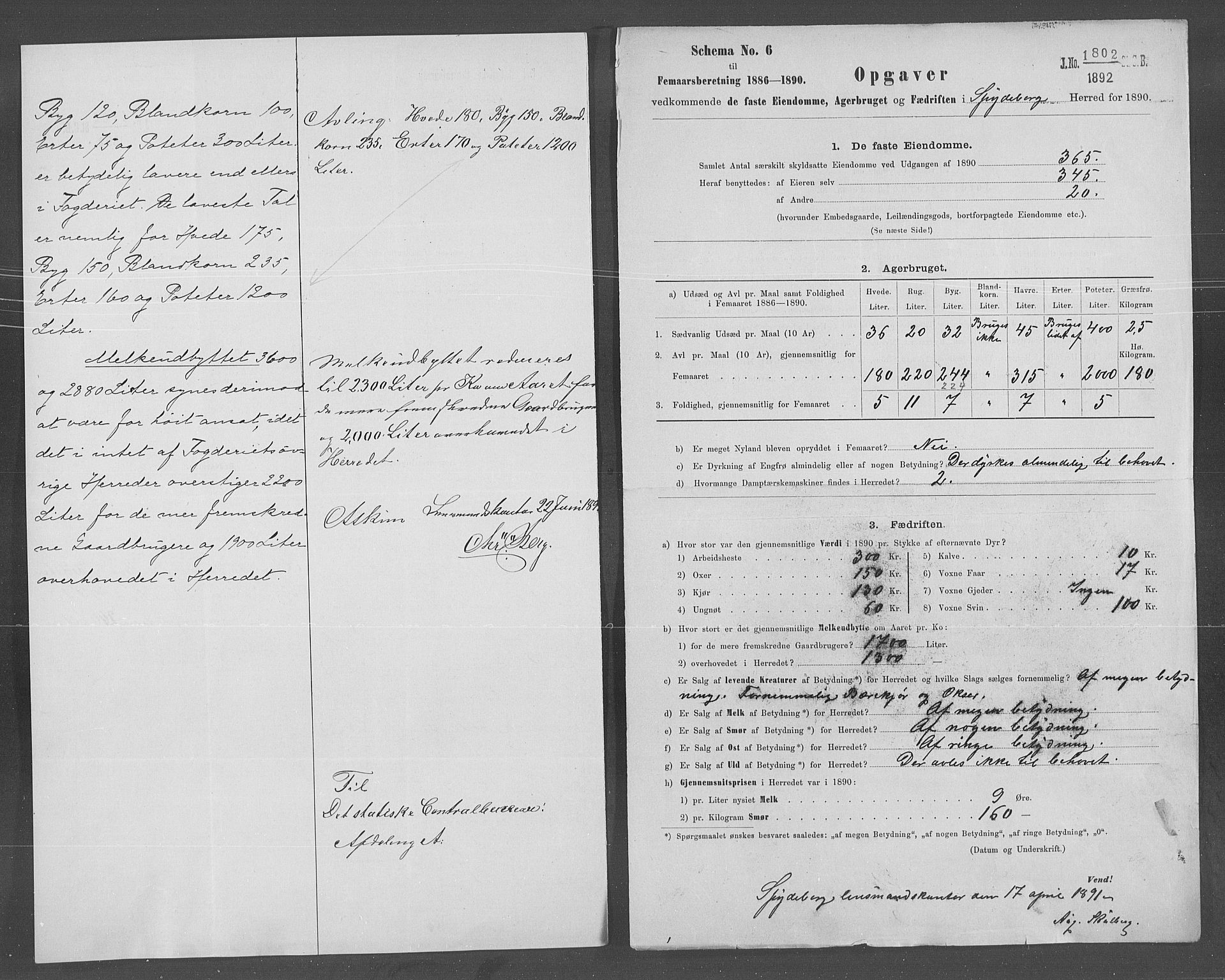 Statistisk sentralbyrå, Næringsøkonomiske emner, Generelt - Amtmennenes femårsberetninger, AV/RA-S-2233/F/Fa/L0070: --, 1886-1890, s. 105