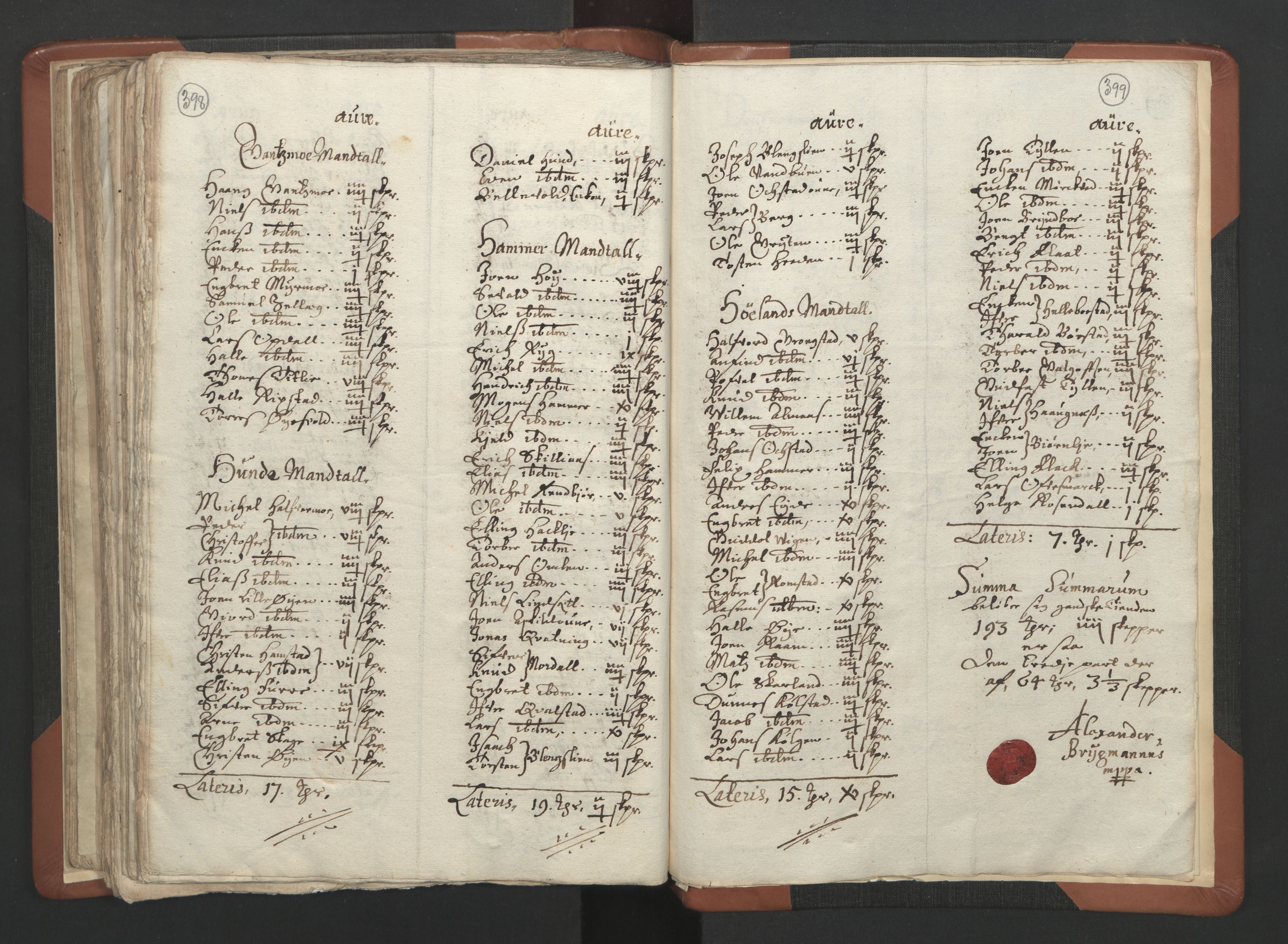 RA, Sogneprestenes manntall 1664-1666, nr. 34: Namdal prosti, 1664-1666, s. 398-399
