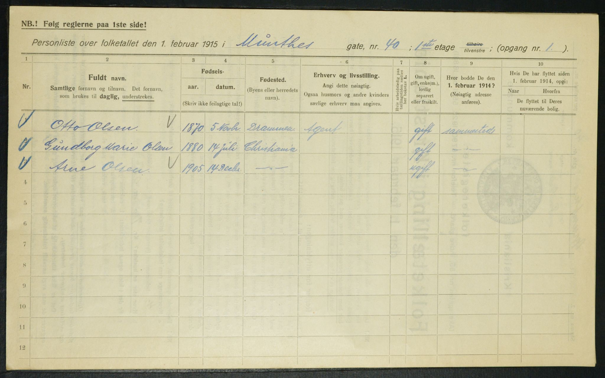 OBA, Kommunal folketelling 1.2.1915 for Kristiania, 1915, s. 67616