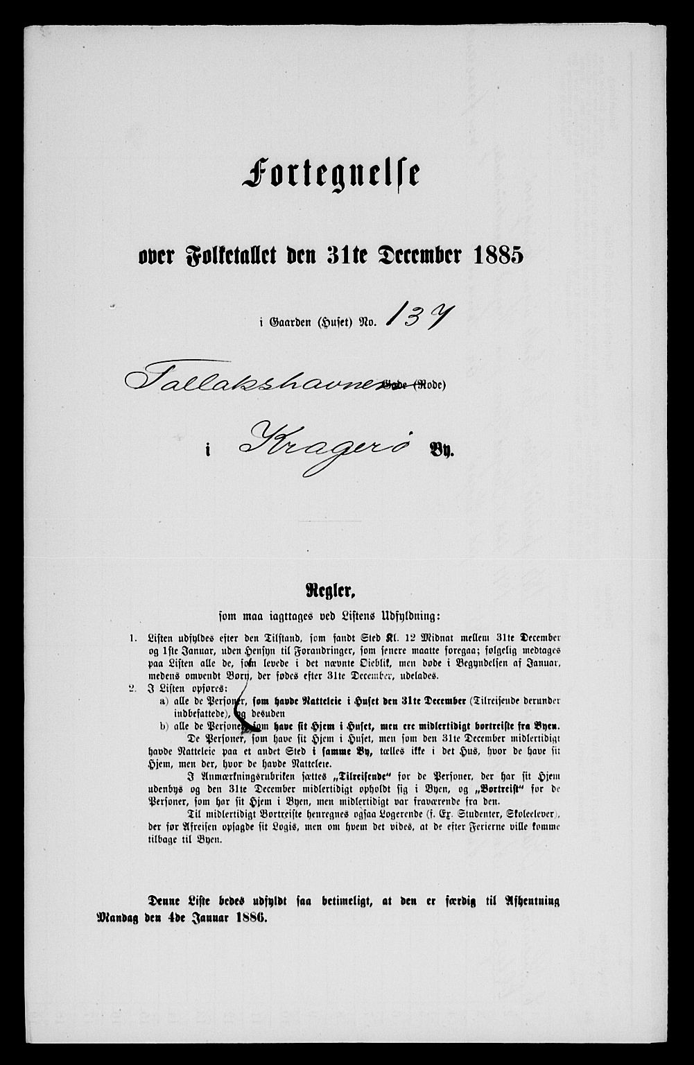 SAKO, Folketelling 1885 for 0801 Kragerø kjøpstad, 1885, s. 309