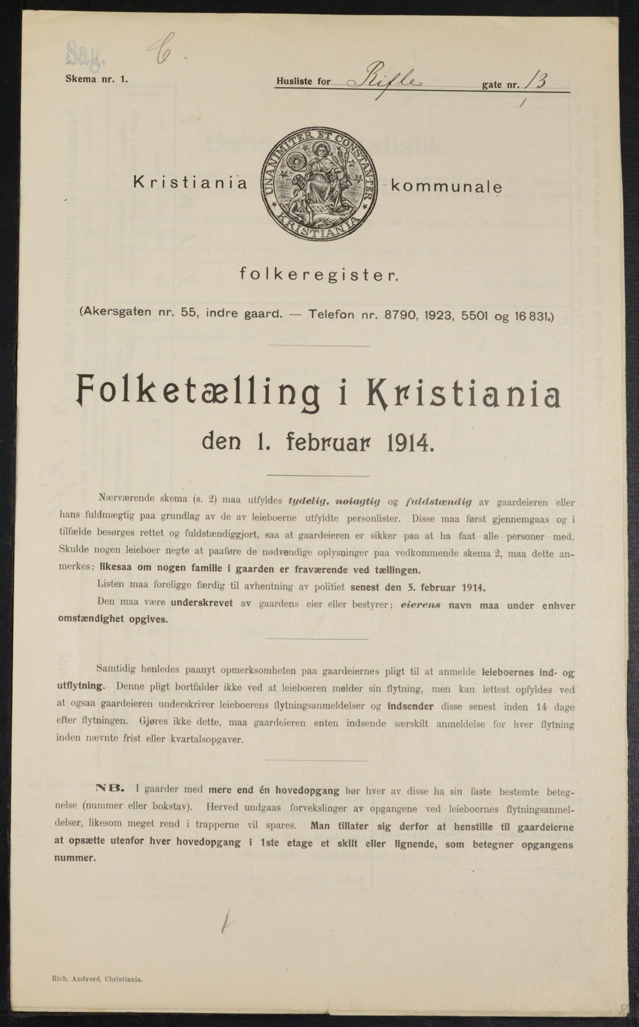 OBA, Kommunal folketelling 1.2.1914 for Kristiania, 1914, s. 83084