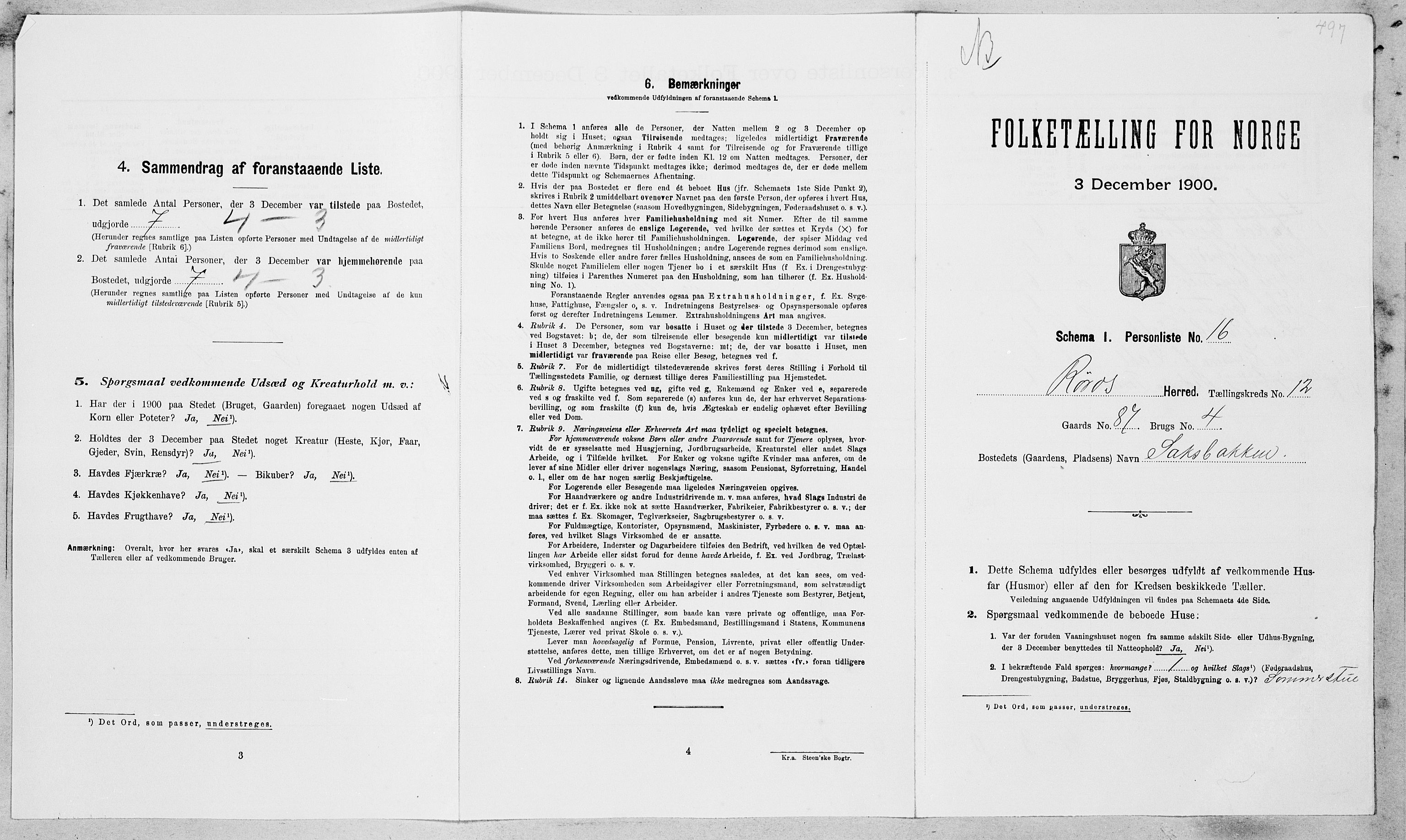 SAT, Folketelling 1900 for 1640 Røros herred, 1900, s. 1320