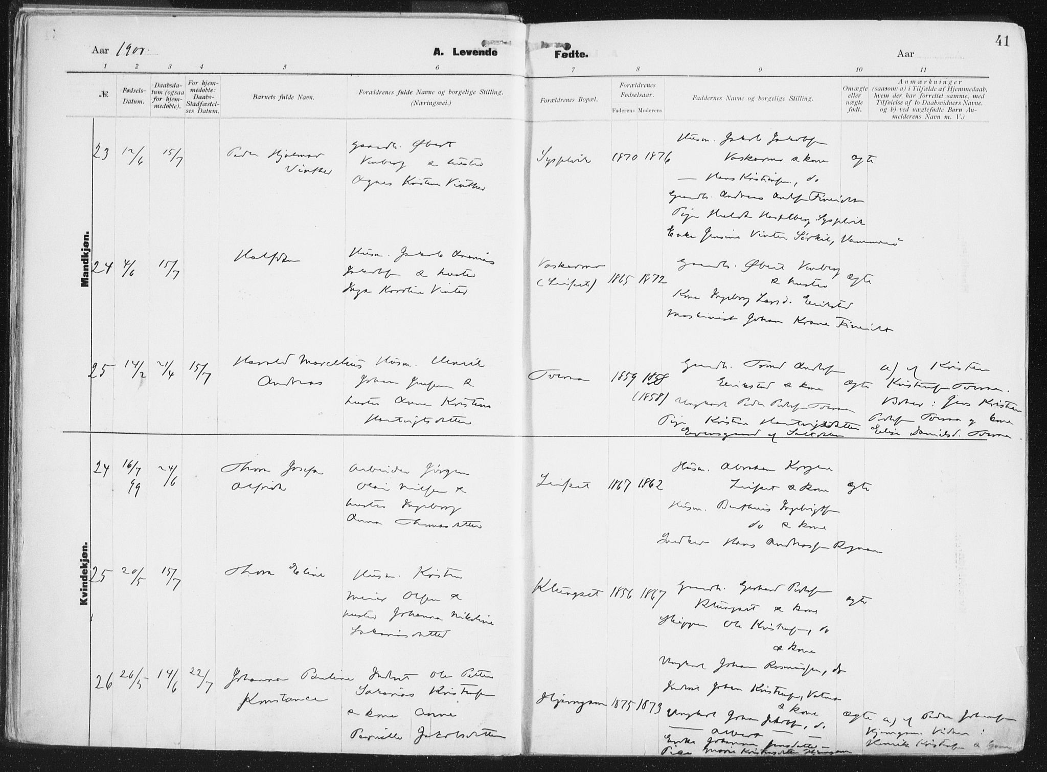 Ministerialprotokoller, klokkerbøker og fødselsregistre - Nordland, AV/SAT-A-1459/849/L0696: Ministerialbok nr. 849A08, 1898-1910, s. 41