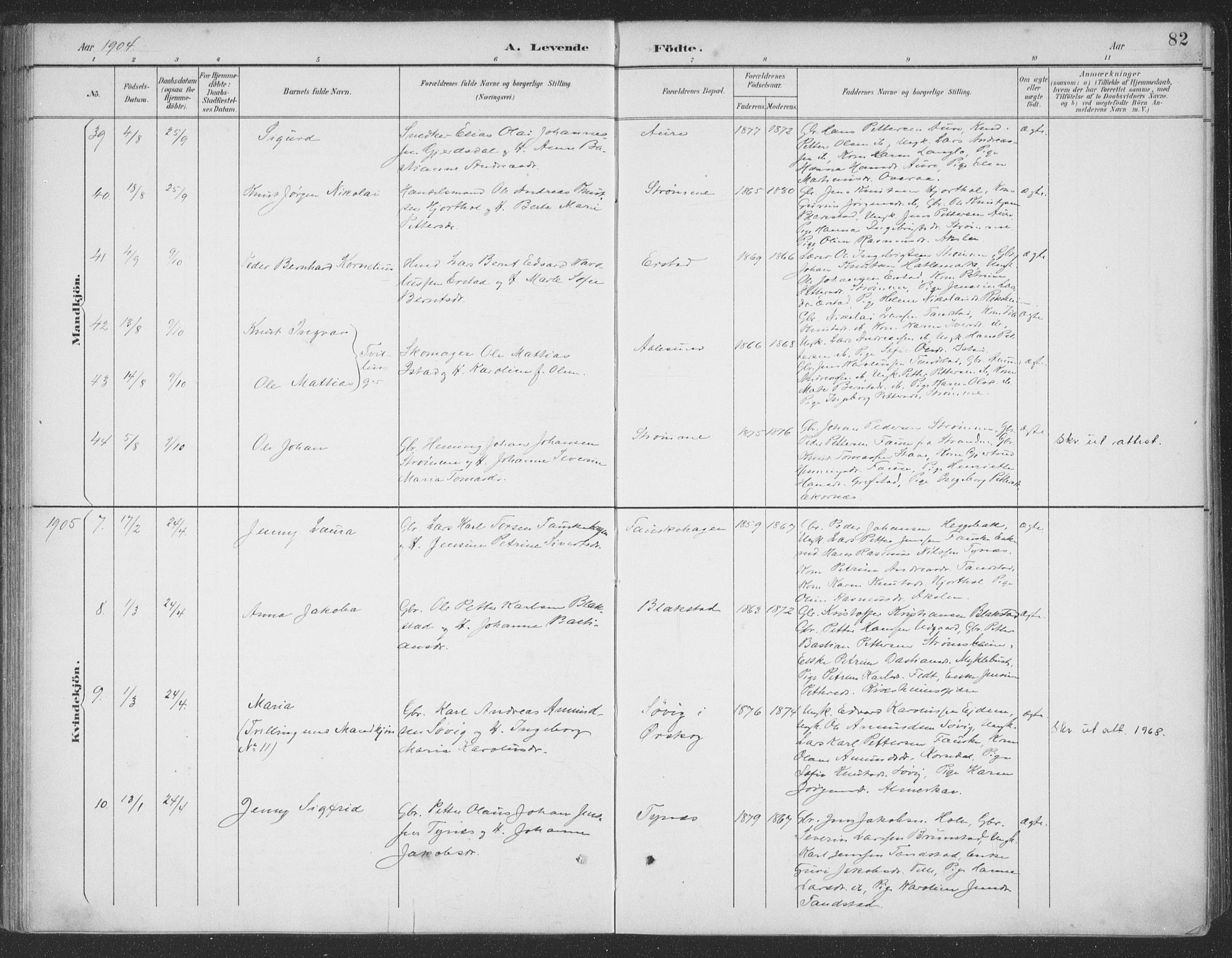 Ministerialprotokoller, klokkerbøker og fødselsregistre - Møre og Romsdal, AV/SAT-A-1454/523/L0335: Ministerialbok nr. 523A02, 1891-1911, s. 82