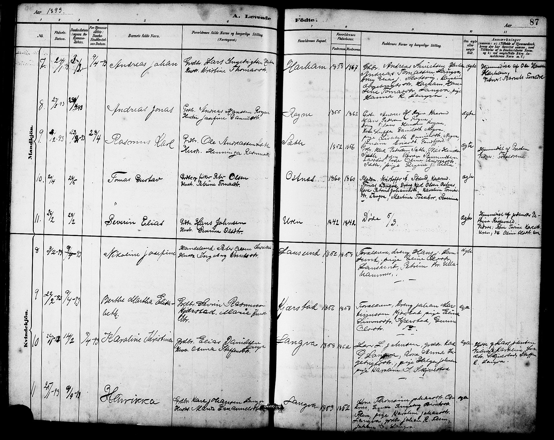 Ministerialprotokoller, klokkerbøker og fødselsregistre - Møre og Romsdal, AV/SAT-A-1454/536/L0510: Klokkerbok nr. 536C05, 1881-1898, s. 87