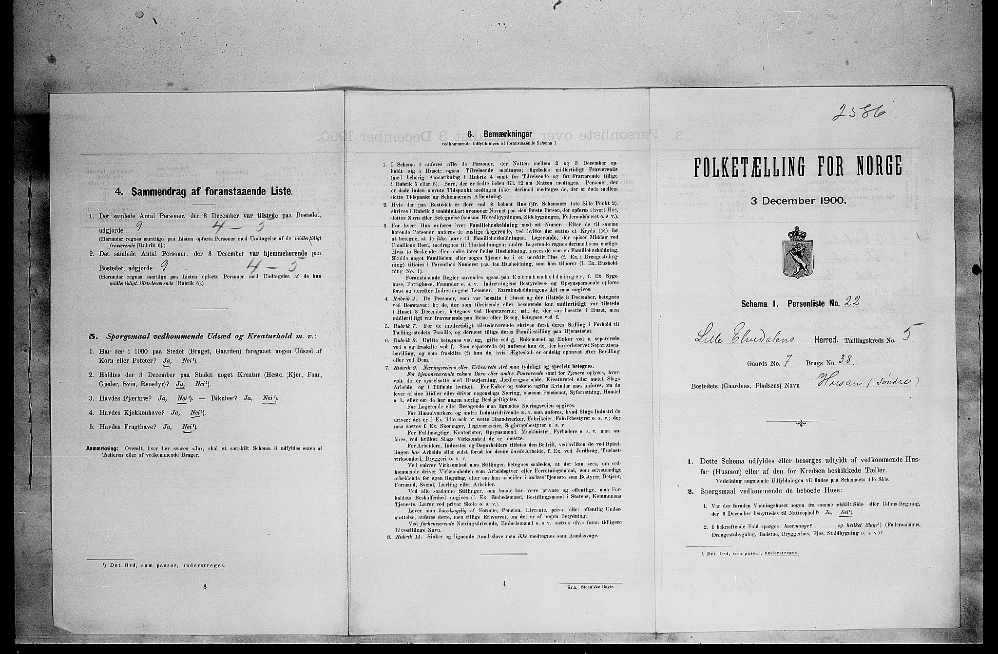 SAH, Folketelling 1900 for 0438 Lille Elvedalen herred, 1900, s. 404