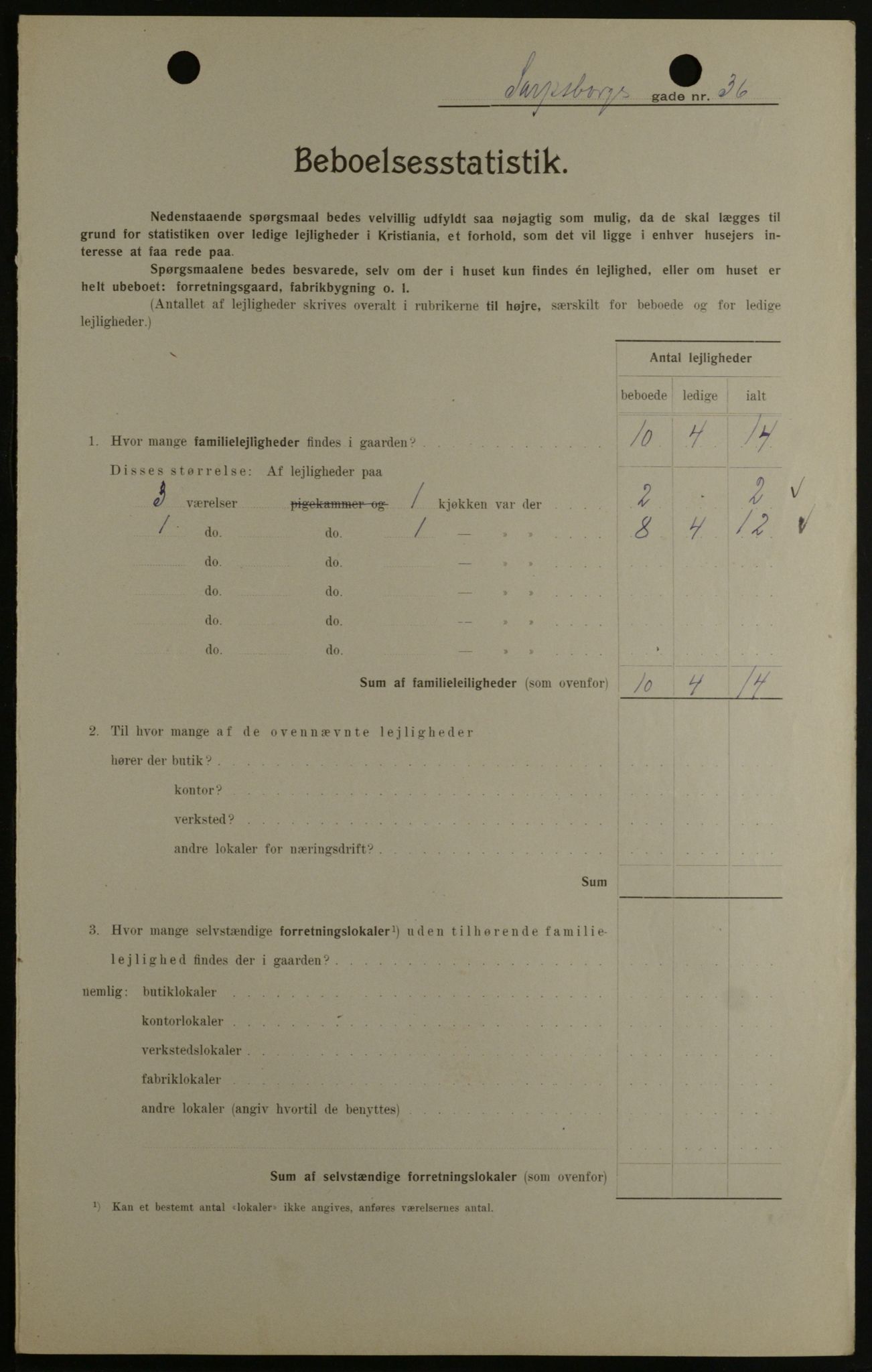 OBA, Kommunal folketelling 1.2.1908 for Kristiania kjøpstad, 1908, s. 80405