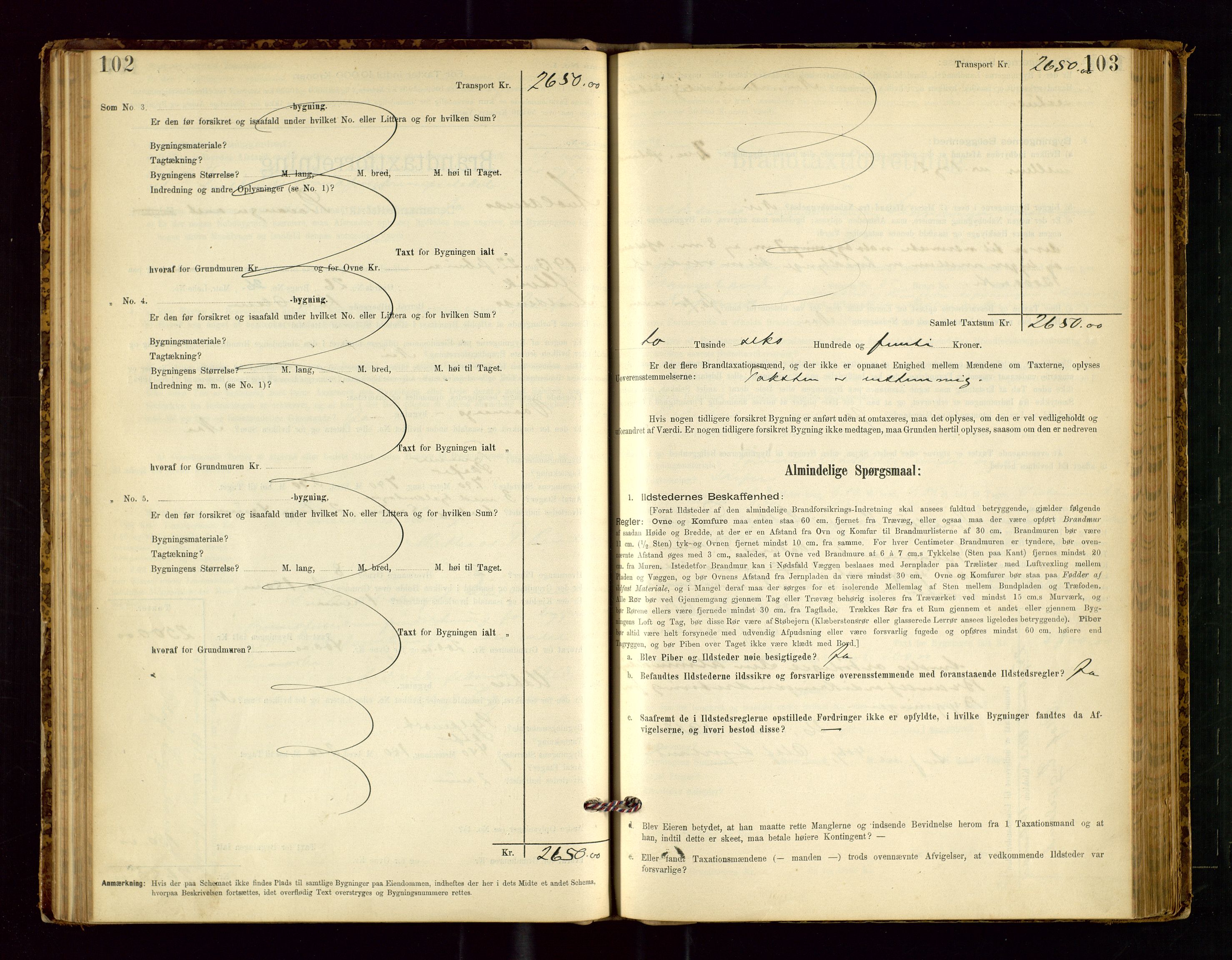 Avaldsnes lensmannskontor, SAST/A-100286/Gob/L0001: "Brandtaxationsprotokol for Avaldsnes Lensmandsdistrikt Ryfylke Fogderi", 1894-1925, s. 102-103