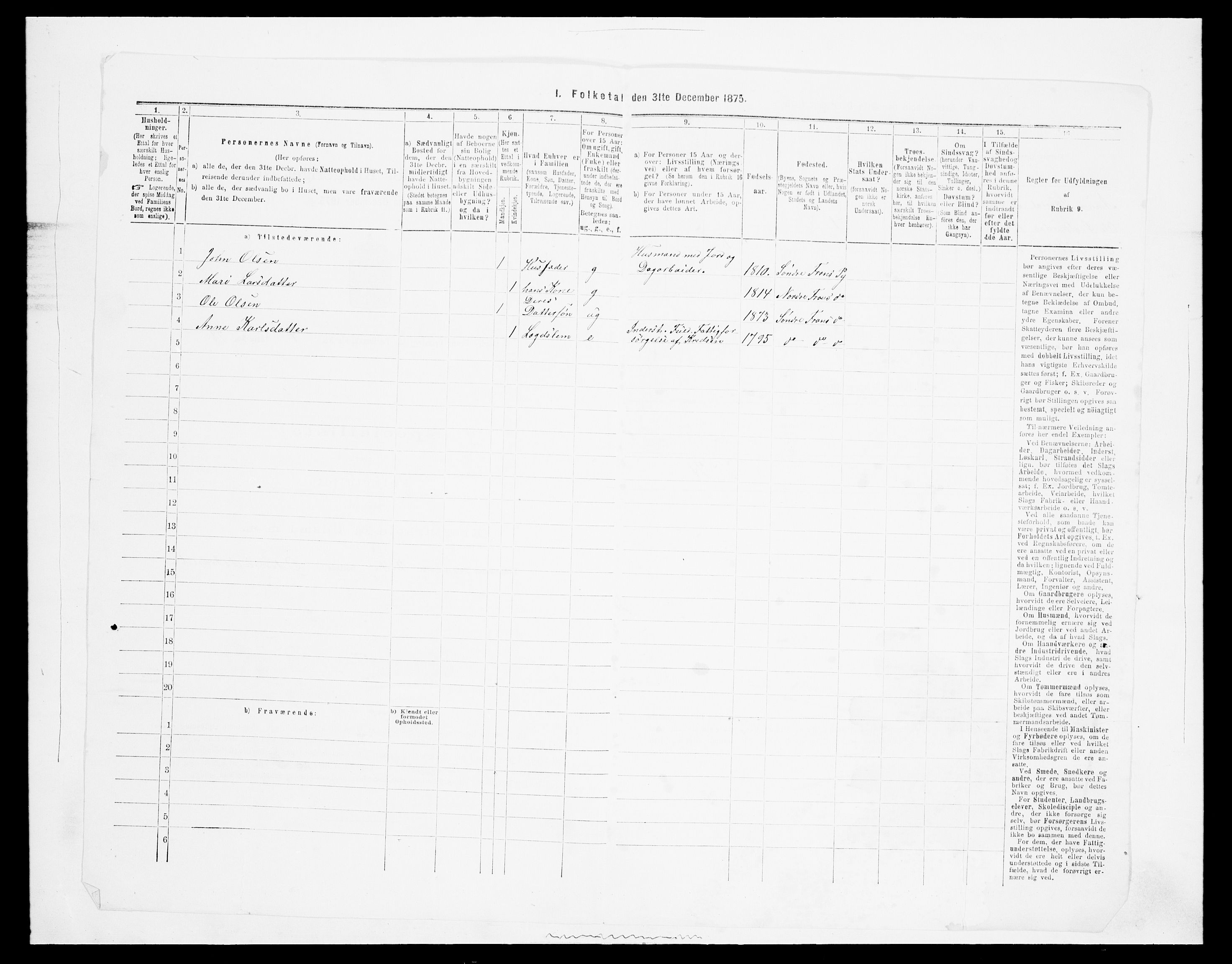 SAH, Folketelling 1875 for 0519P Sør-Fron prestegjeld, 1875, s. 699