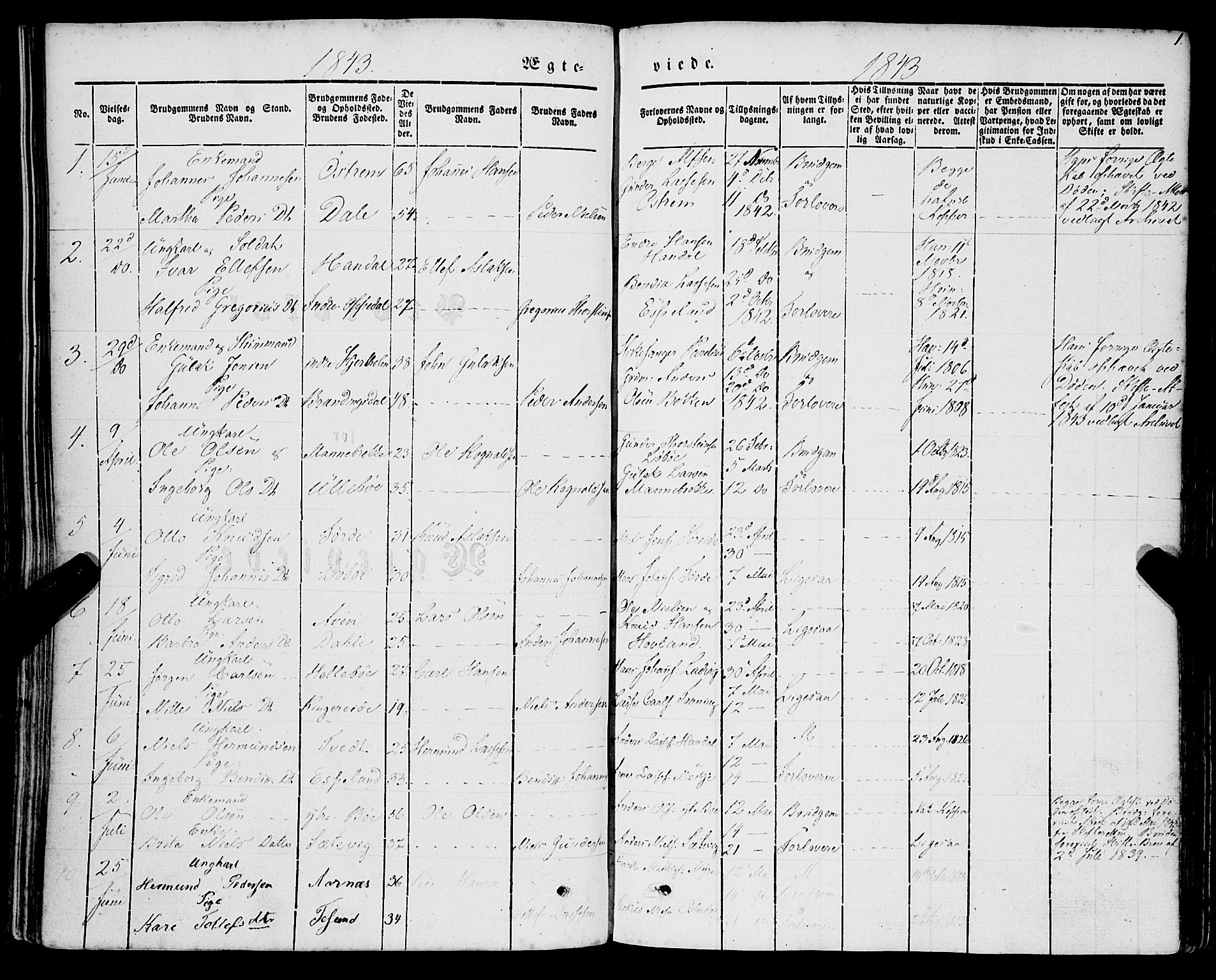Lavik sokneprestembete, AV/SAB-A-80901: Ministerialbok nr. A 3, 1843-1863, s. 1