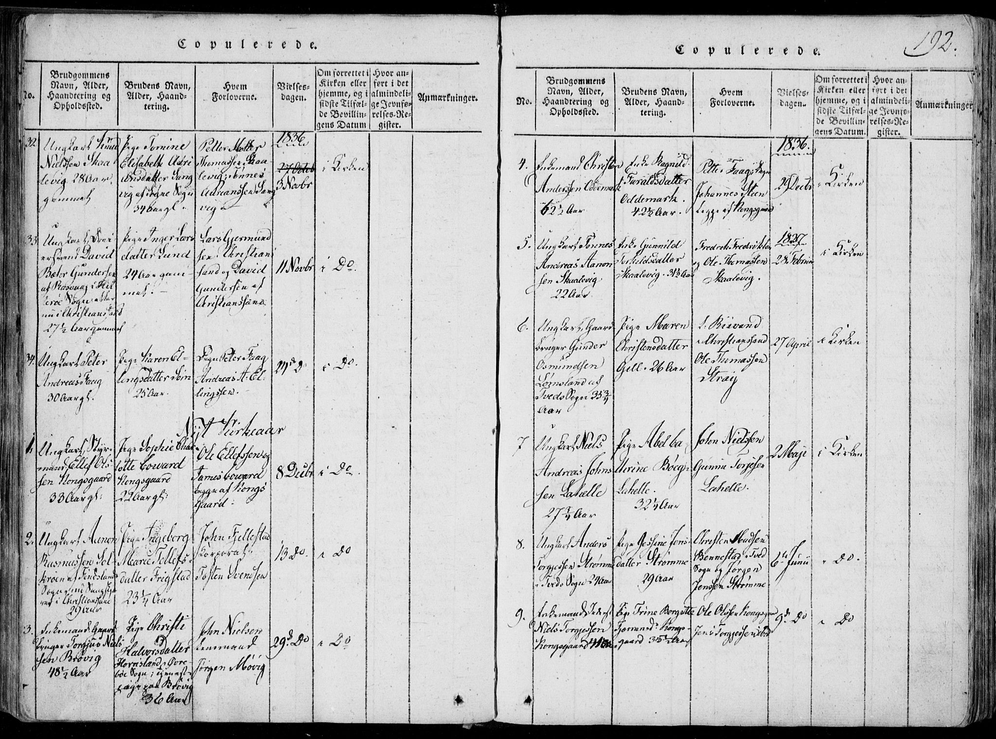 Oddernes sokneprestkontor, SAK/1111-0033/F/Fa/Faa/L0005: Ministerialbok nr. A 5, 1820-1838, s. 192