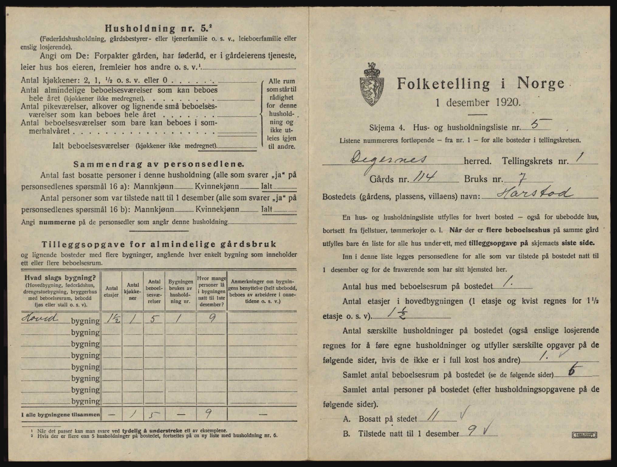 SAO, Folketelling 1920 for 0129 Degernes herred, 1920, s. 36
