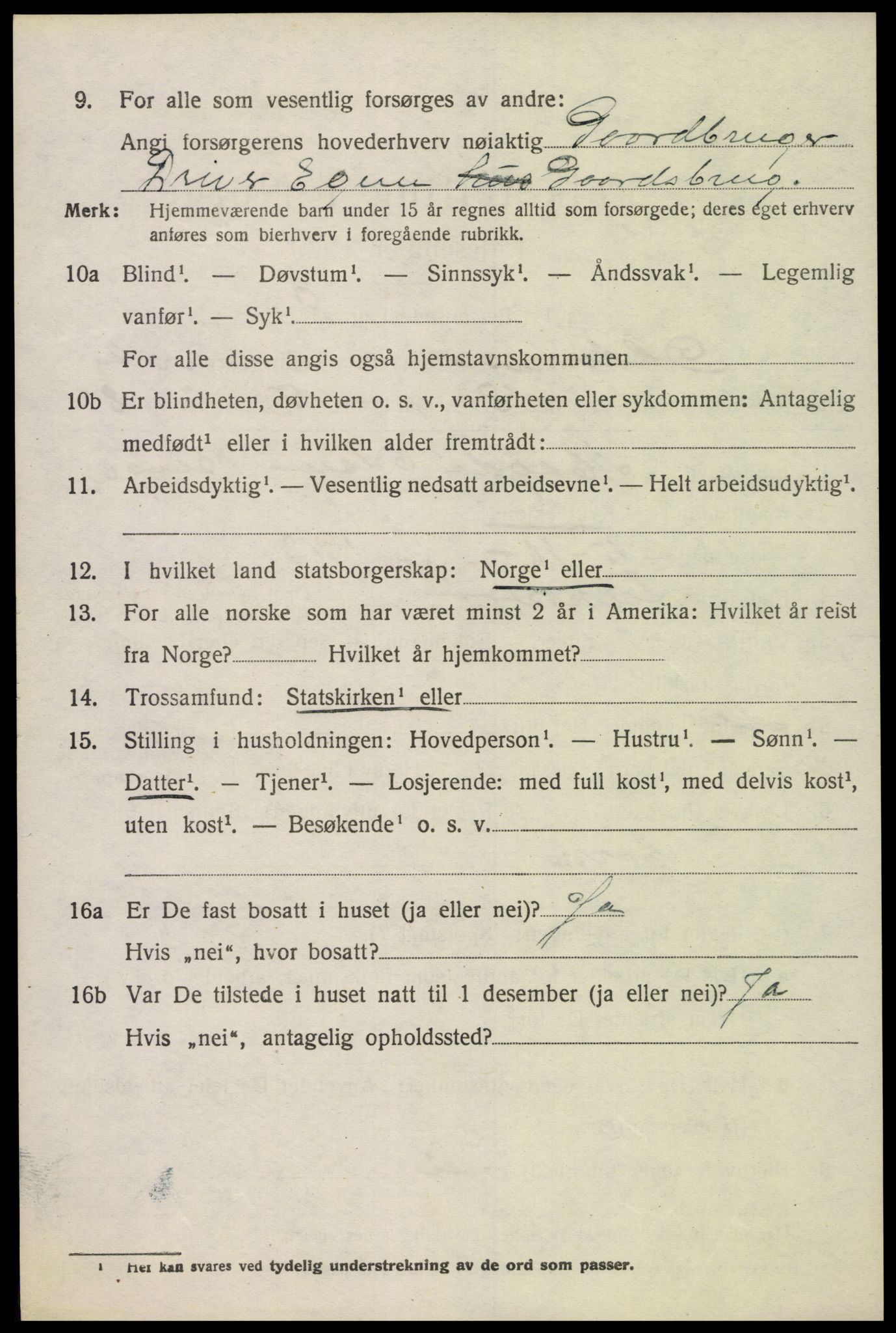 SAK, Folketelling 1920 for 1012 Oddernes herred, 1920, s. 3034