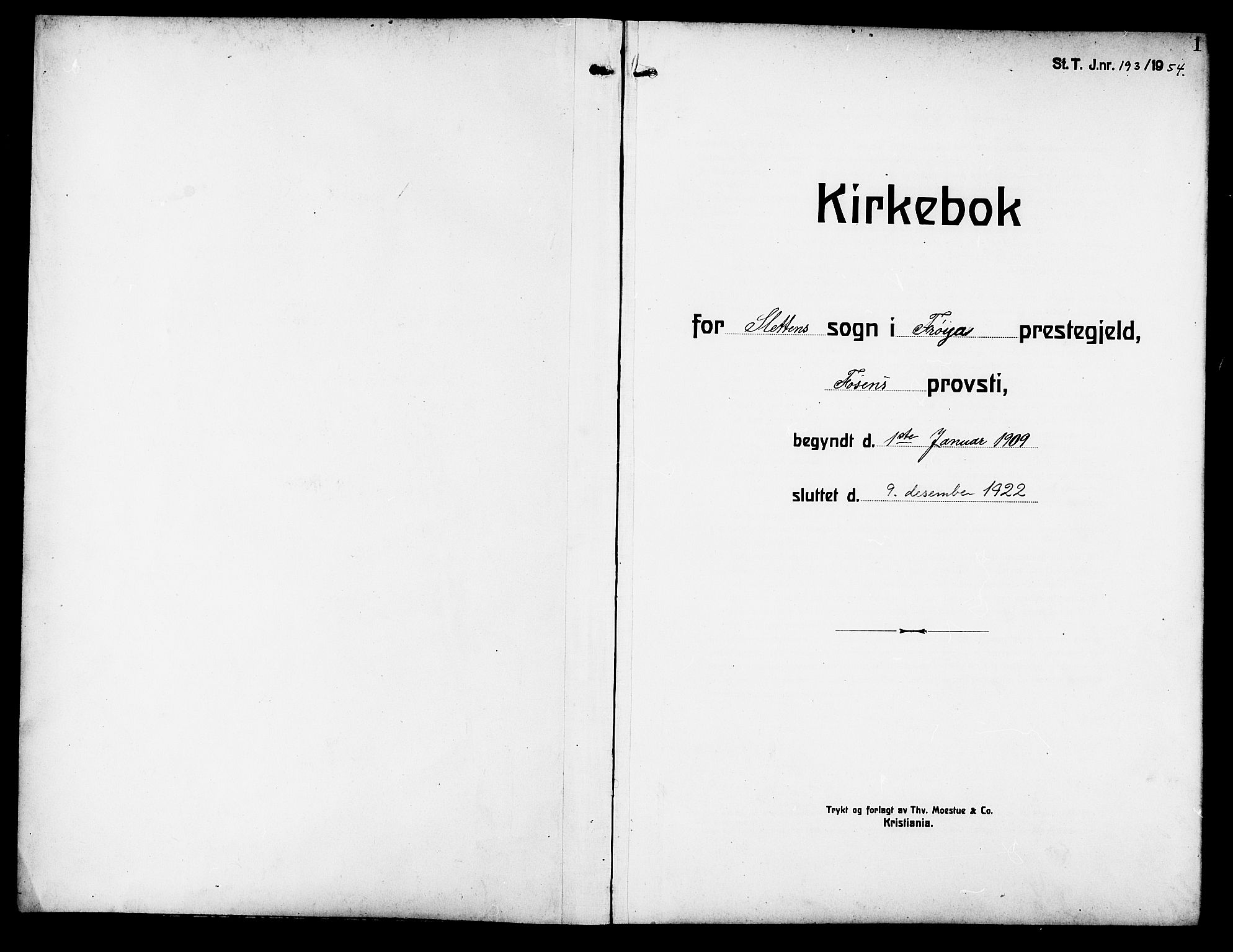 Ministerialprotokoller, klokkerbøker og fødselsregistre - Sør-Trøndelag, SAT/A-1456/640/L0588: Klokkerbok nr. 640C05, 1909-1922, s. 1