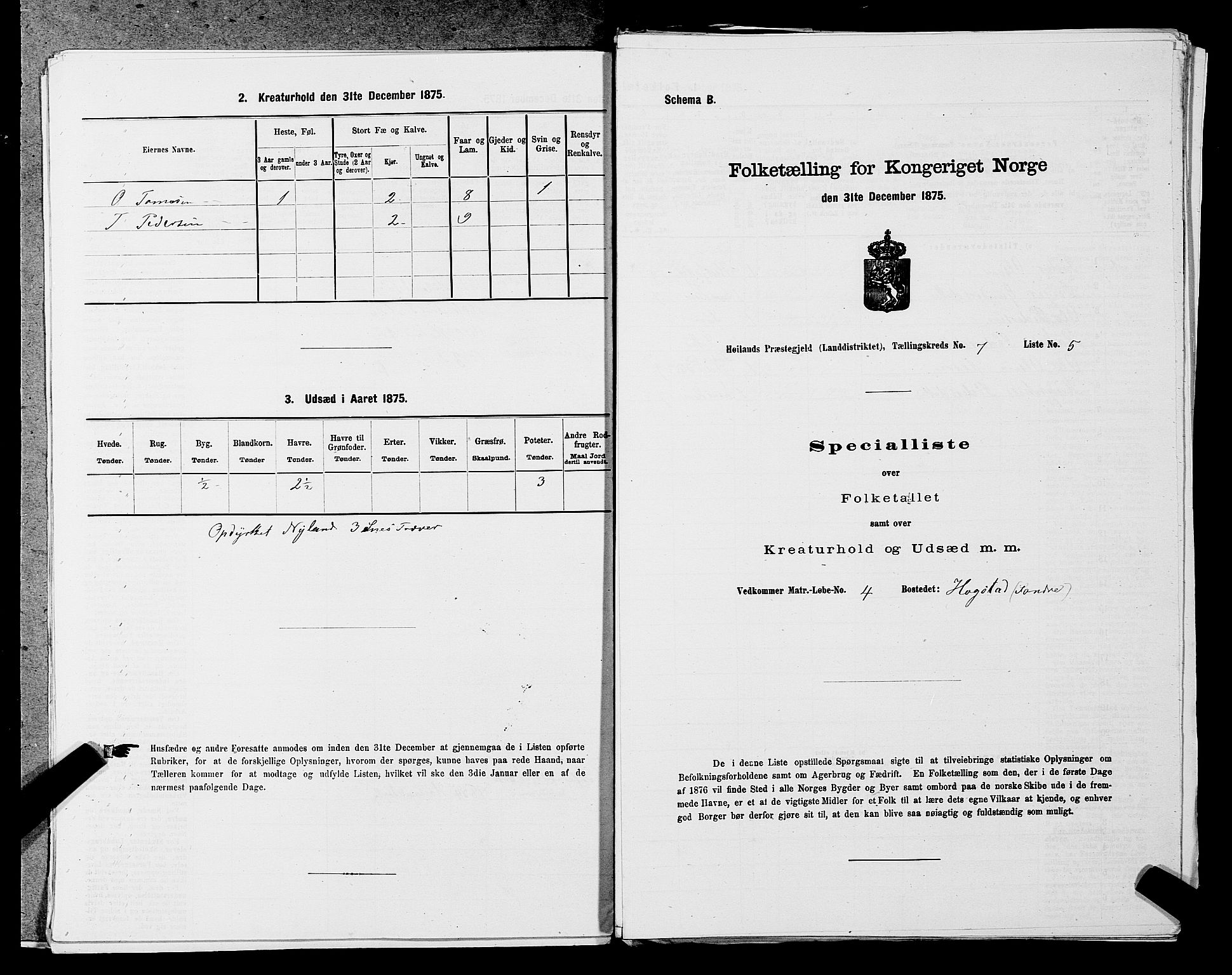 SAST, Folketelling 1875 for 1123L Høyland prestegjeld, Høyland sokn, 1875, s. 971