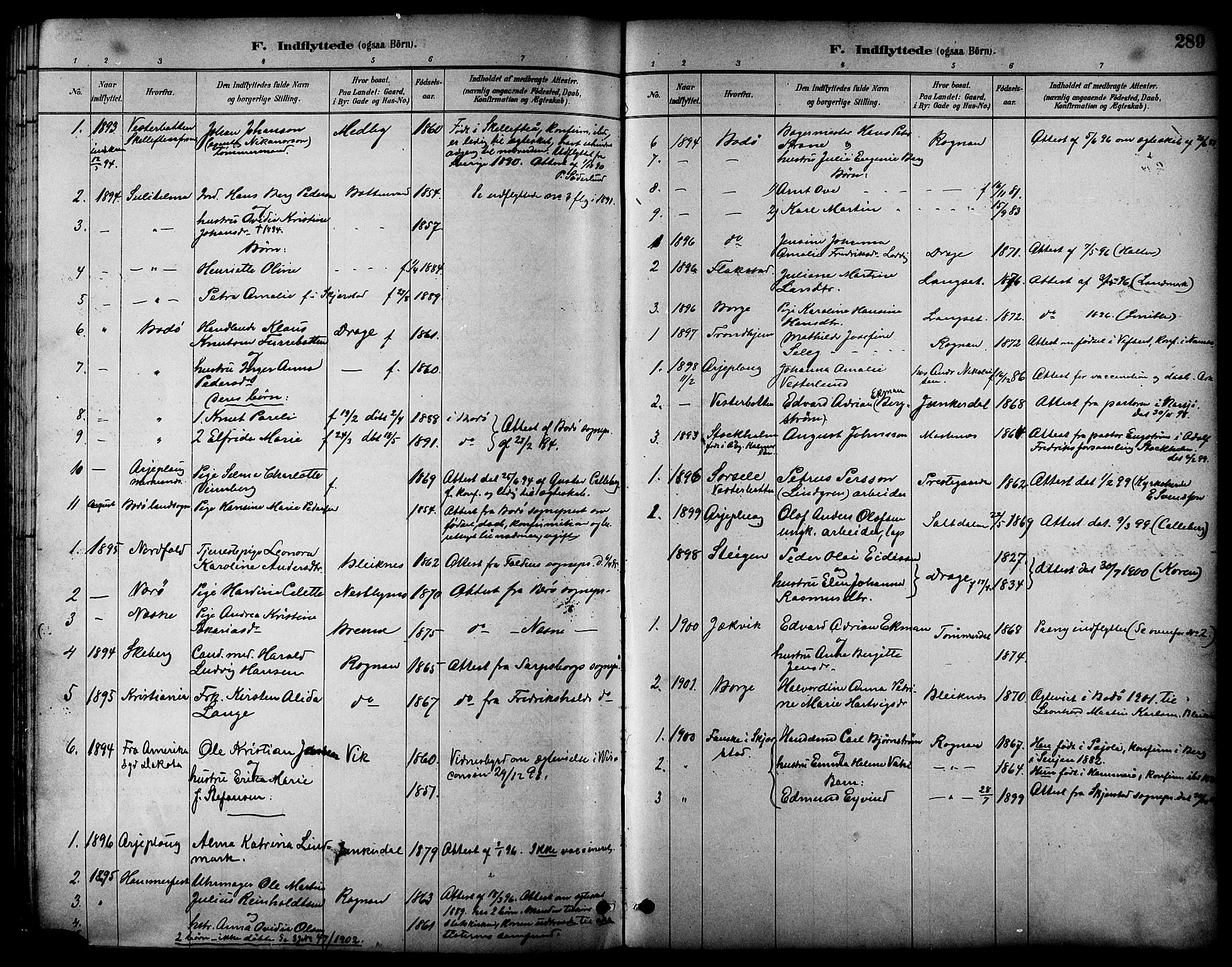 Ministerialprotokoller, klokkerbøker og fødselsregistre - Nordland, SAT/A-1459/847/L0669: Ministerialbok nr. 847A09, 1887-1901, s. 289