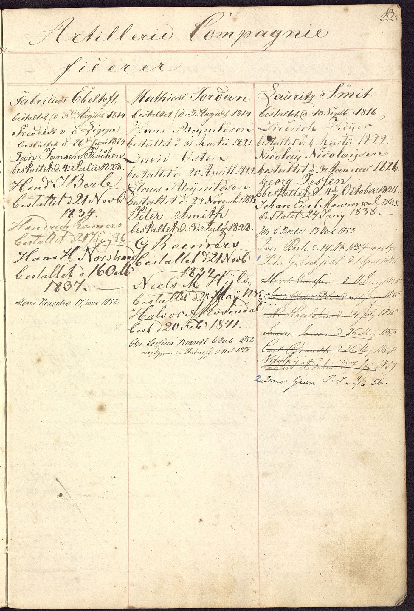 Borgervæpningen i Bergen, BBA/A-1301/G/Gc/L0003: Ansiennitetsliste , 1815-1867