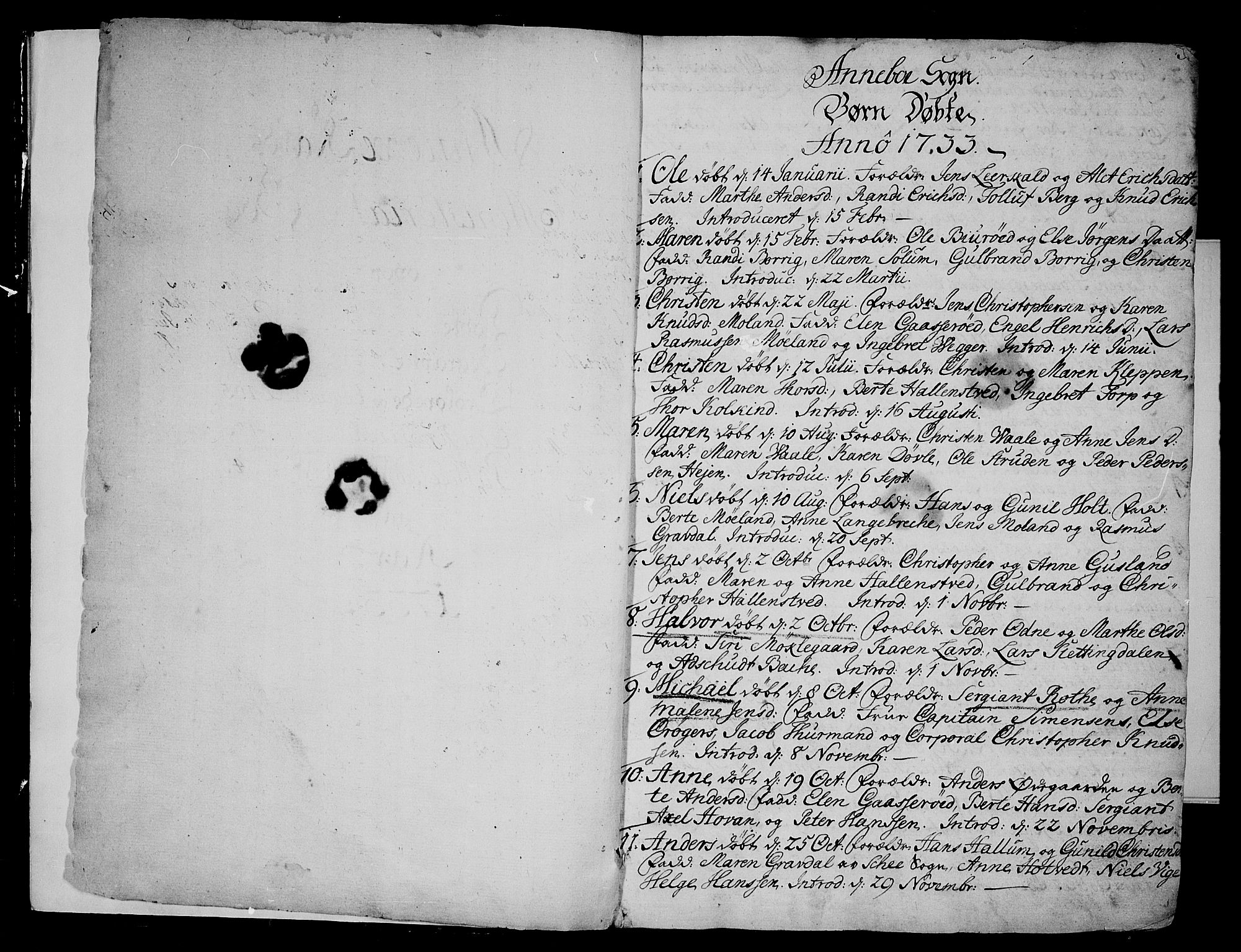 Andebu kirkebøker, AV/SAKO-A-336/F/Fa/L0002: Ministerialbok nr. I 2, 1733-1802, s. 2-3