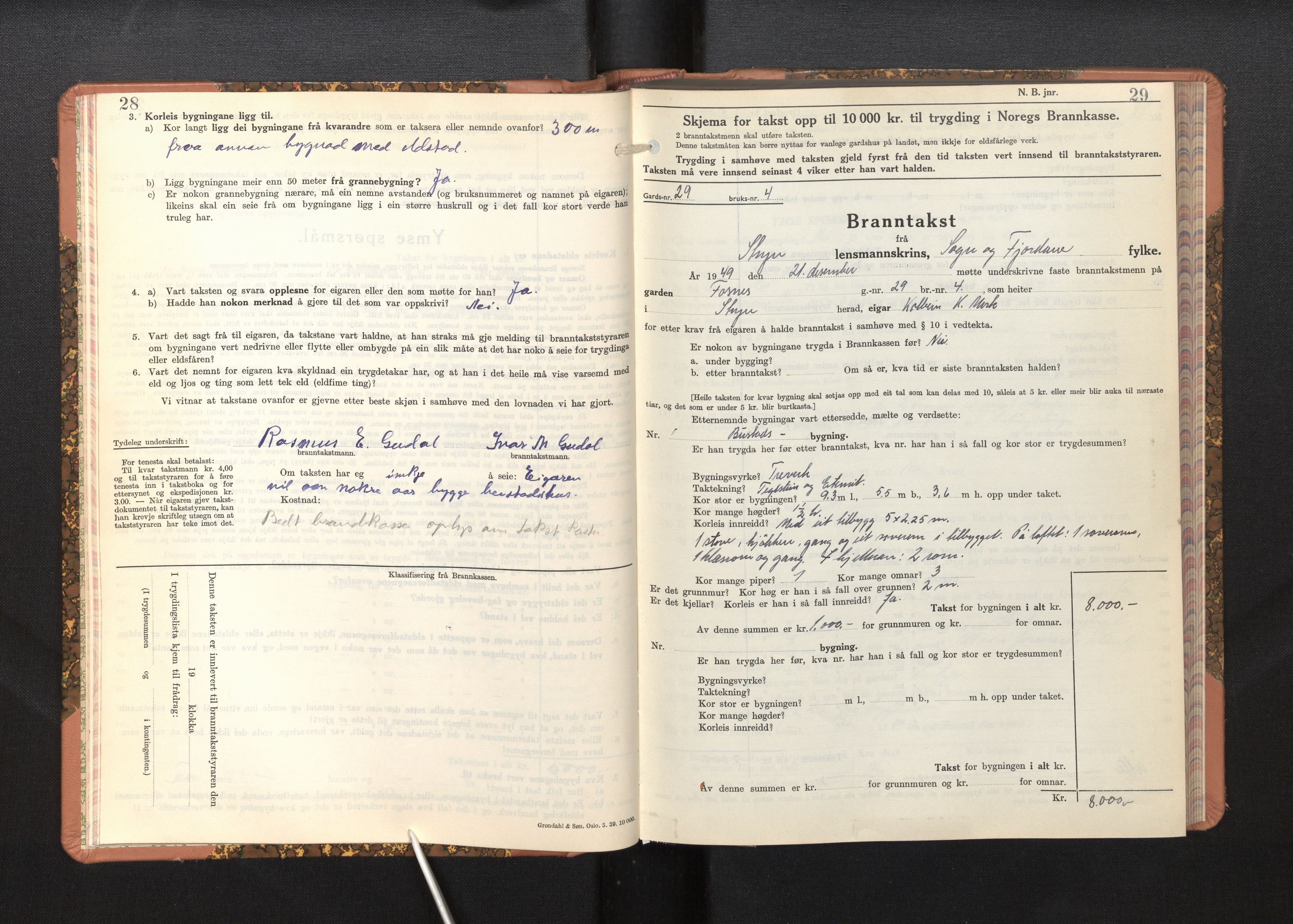 Lensmannen i Stryn, SAB/A-30101/0012/L0003: Branntakstprotokoll, skjematakst, 1942-1950, s. 28-29