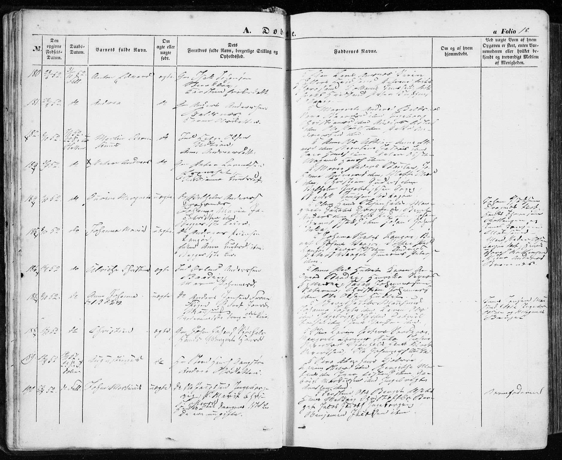 Ministerialprotokoller, klokkerbøker og fødselsregistre - Sør-Trøndelag, SAT/A-1456/634/L0530: Ministerialbok nr. 634A06, 1852-1860, s. 18