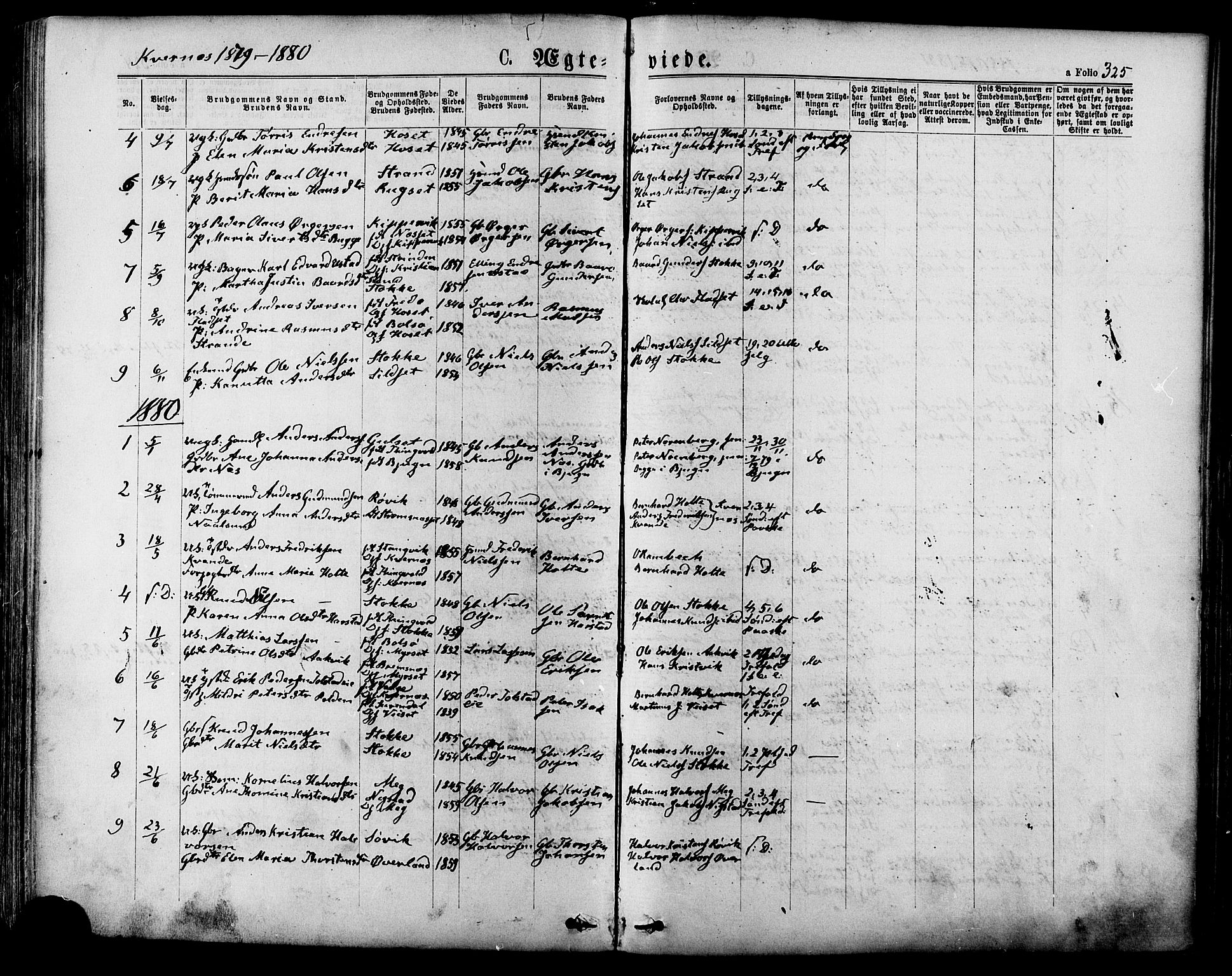 Ministerialprotokoller, klokkerbøker og fødselsregistre - Møre og Romsdal, AV/SAT-A-1454/568/L0805: Ministerialbok nr. 568A12 /1, 1869-1884, s. 325