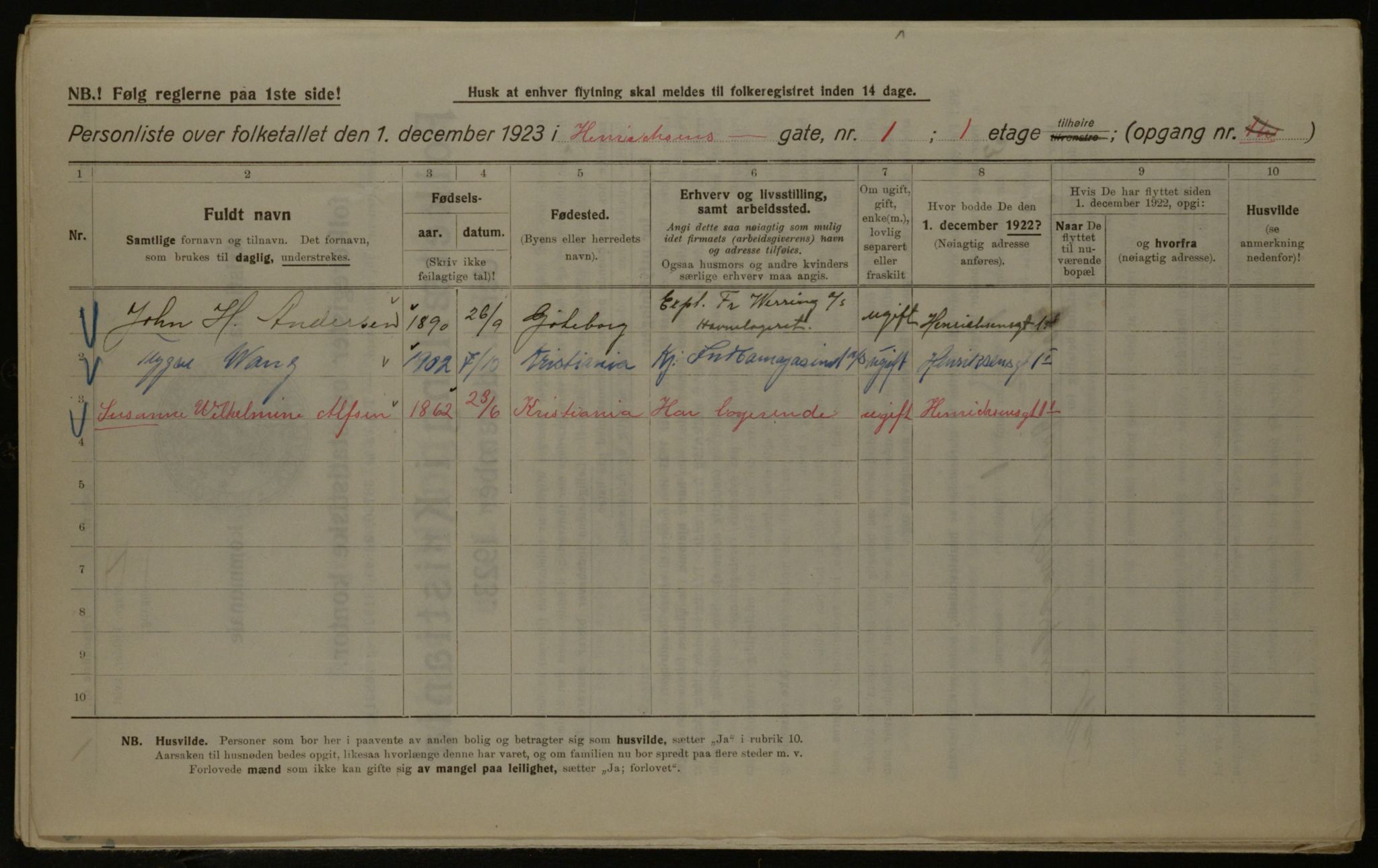 OBA, Kommunal folketelling 1.12.1923 for Kristiania, 1923, s. 43231