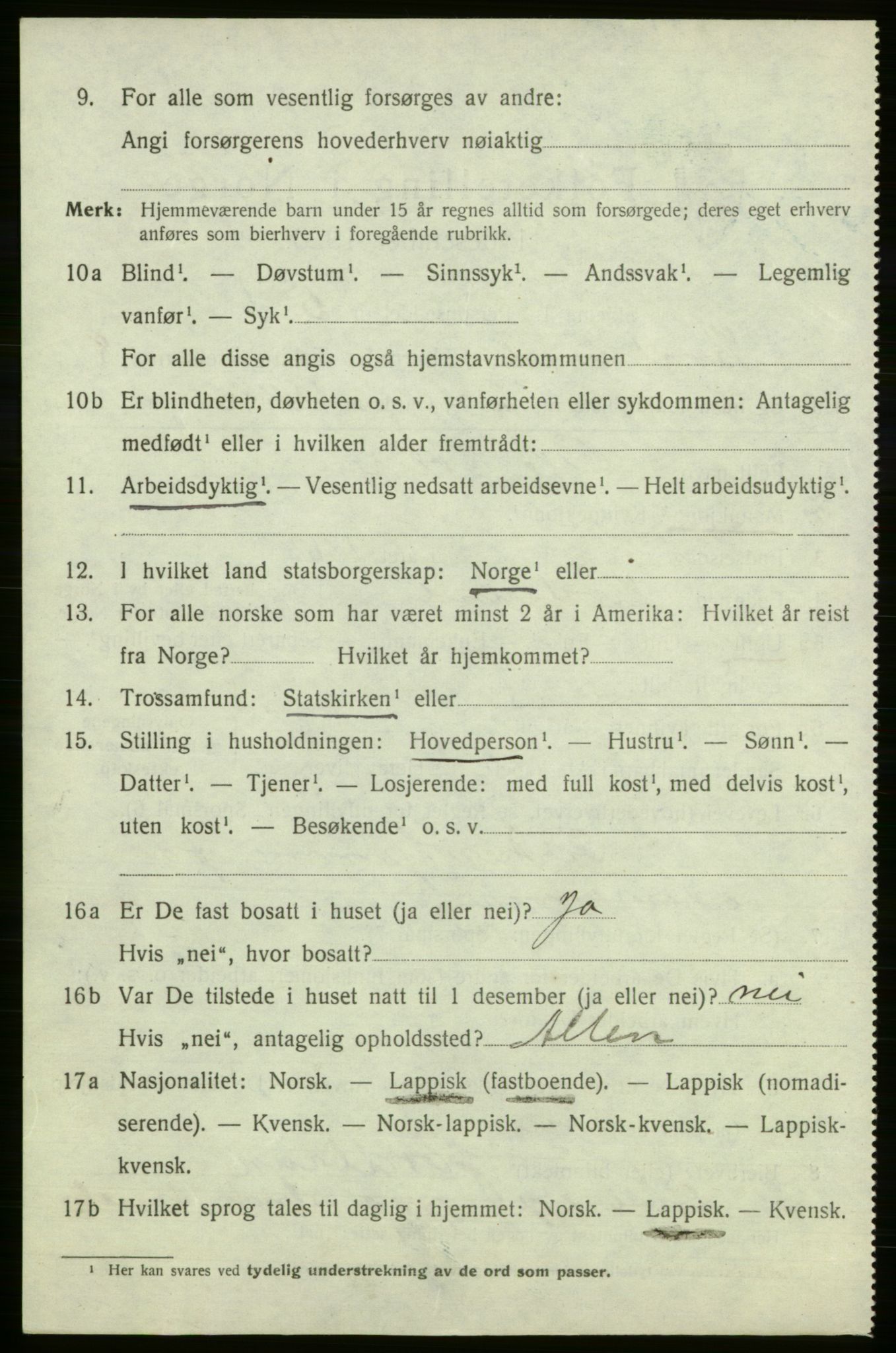 SATØ, Folketelling 1920 for 2017 Kvalsund herred, 1920, s. 2455
